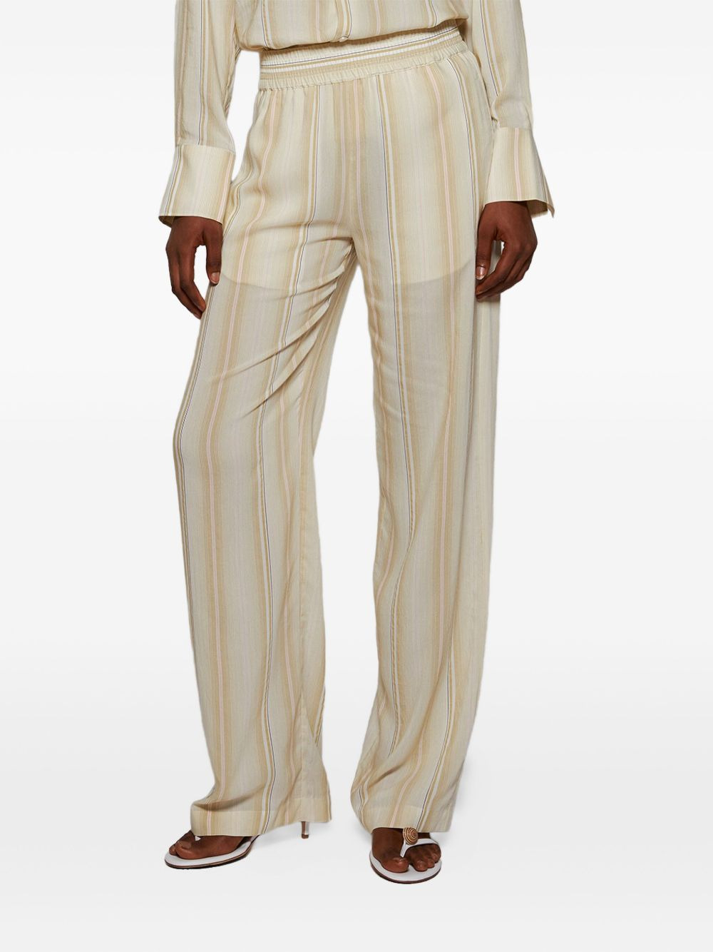 striped elastic-waist trousers - 4