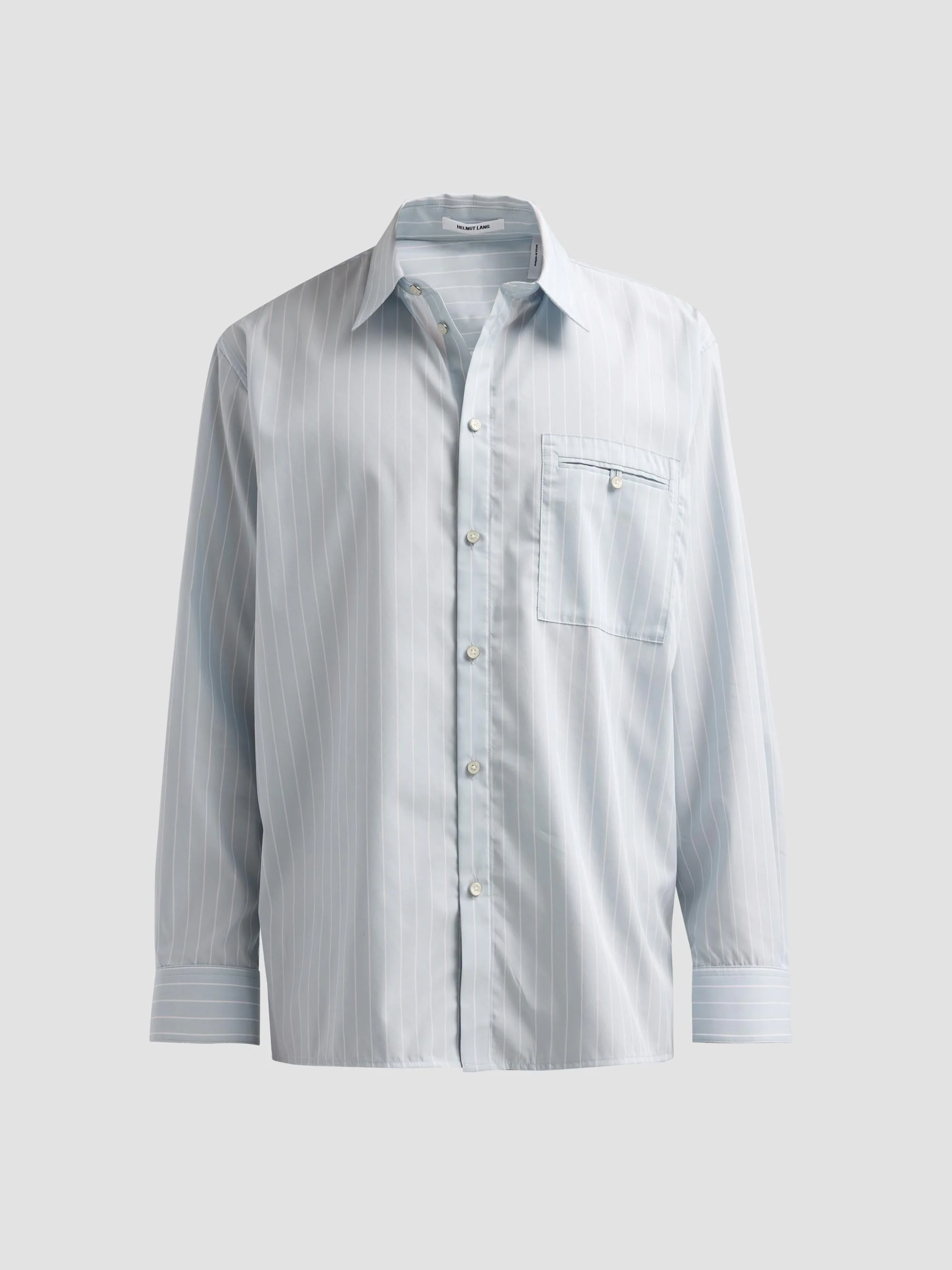 Men's Striped Cotton Poplin-Blend Relaxed-Fit Shirt - Light Blue Multi - 1