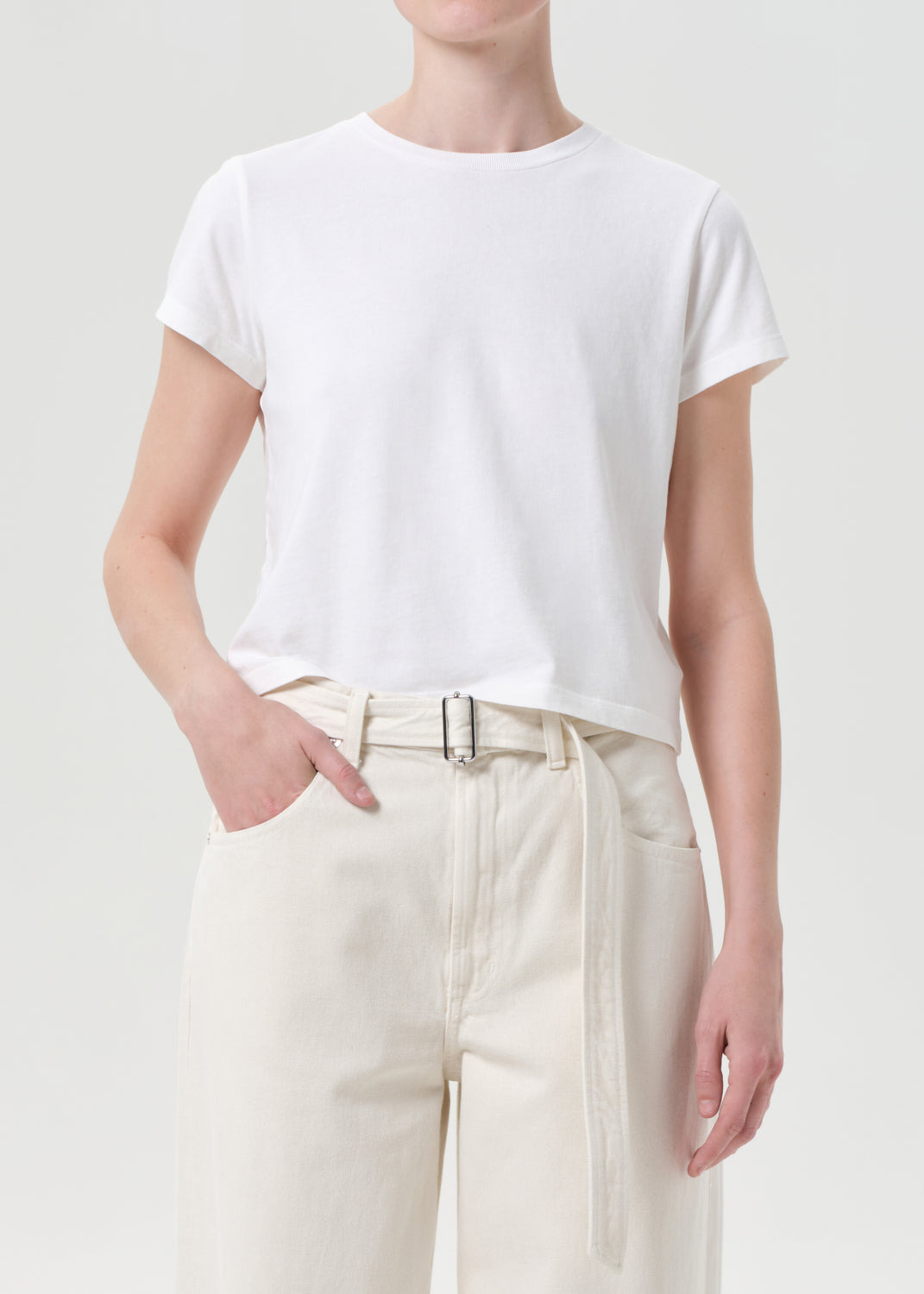 ADINE SHRUNKEN TEE IN WHITE ASH - 2