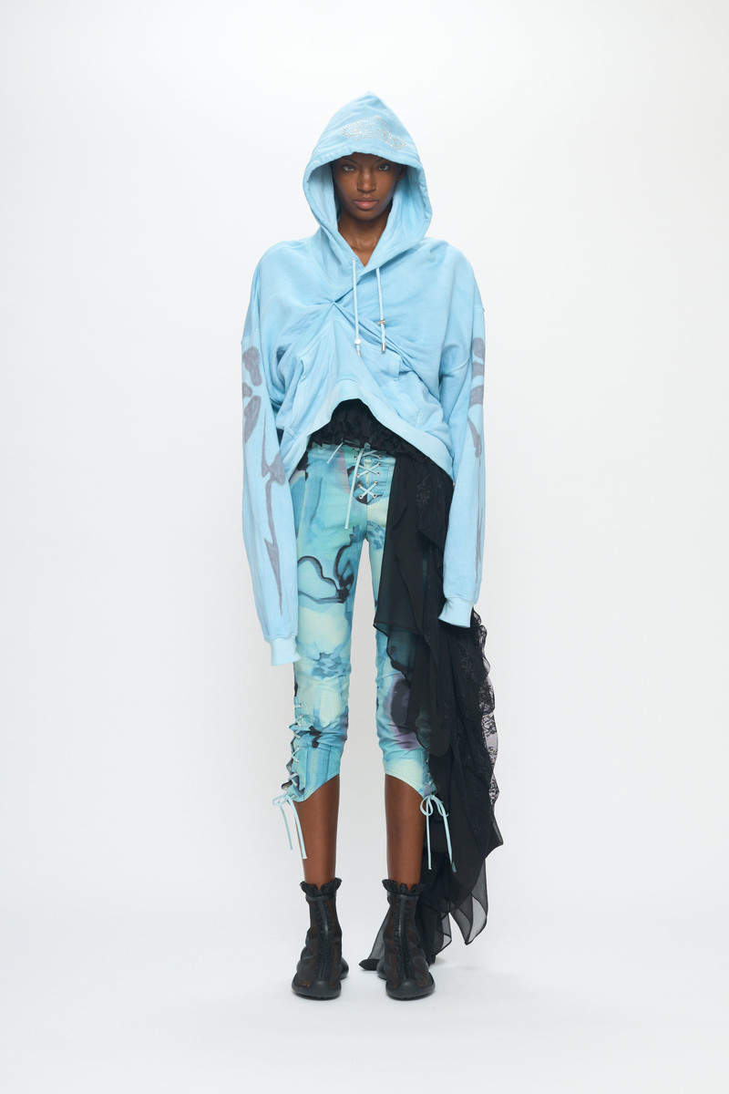 SKY FLOWERS DRAPED HOODIE 9
