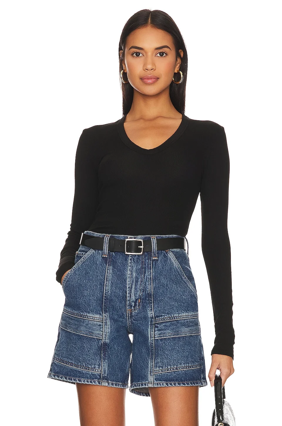 Rib Bold Long Sleeve U Top - 1