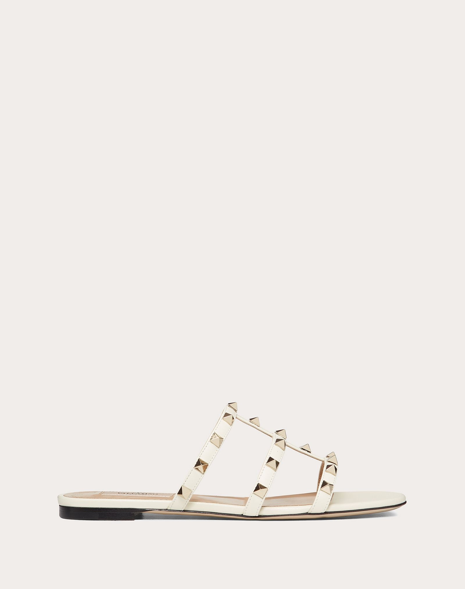 Rockstud flat calfskin slide sandal - 1