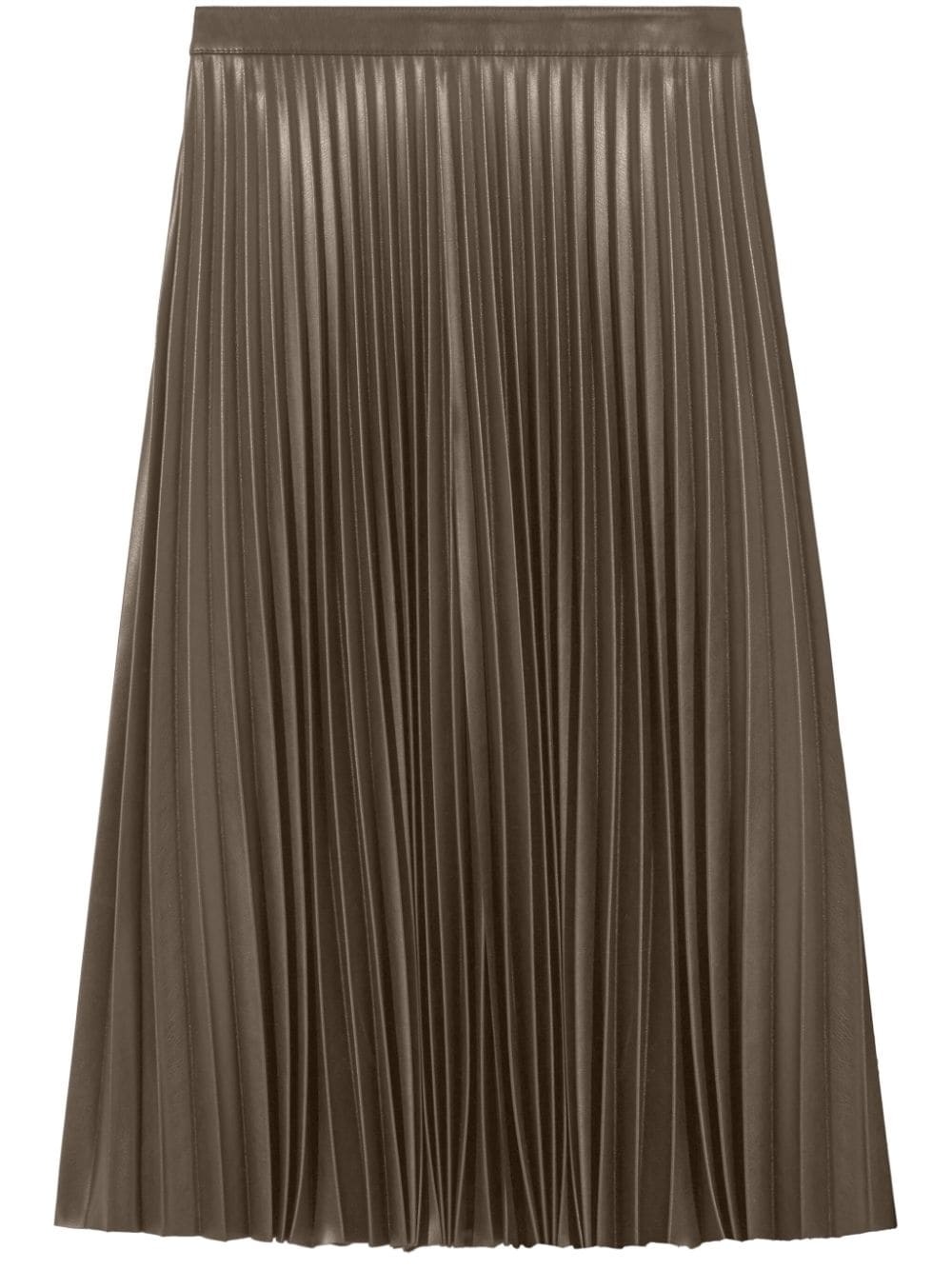 faux-leather pleated midi skirt - 1