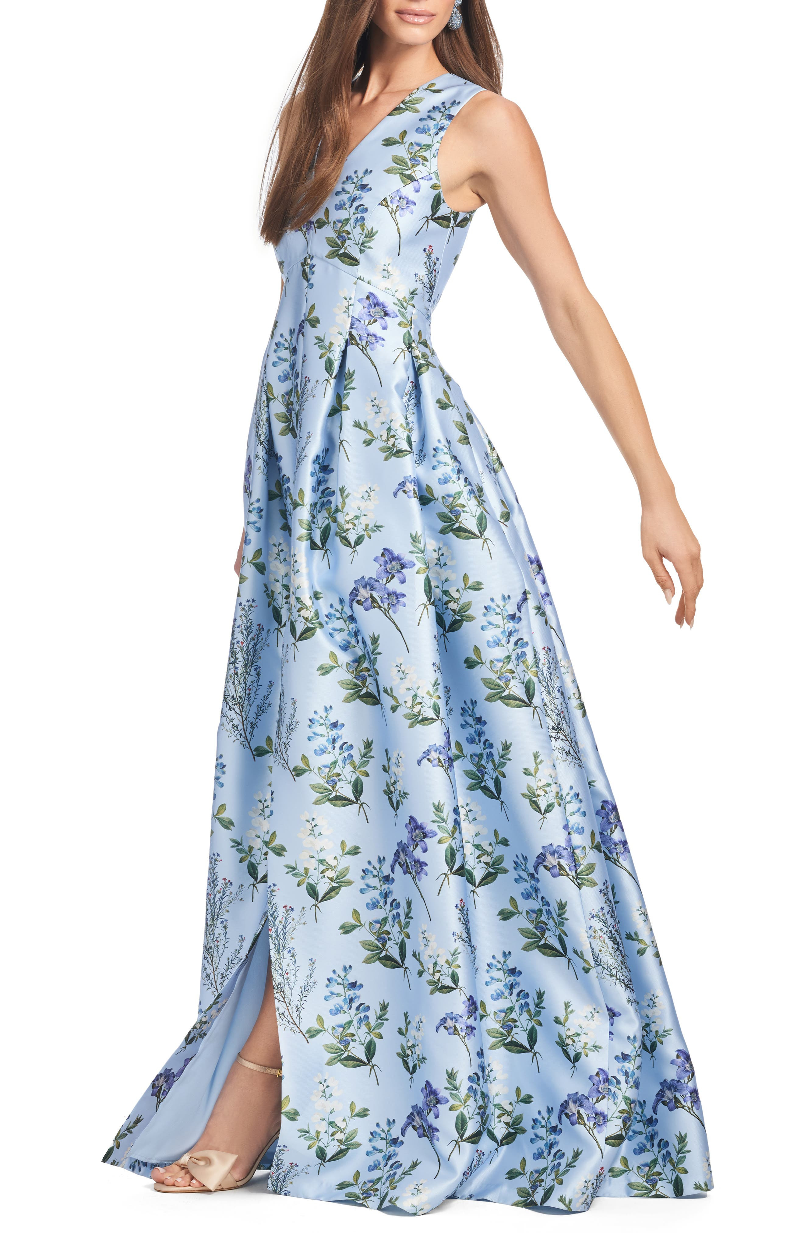 Sachin & Babi Brooke Floral Sleeveless Mikado Gown in Freesia Forest at Nordstrom - 3