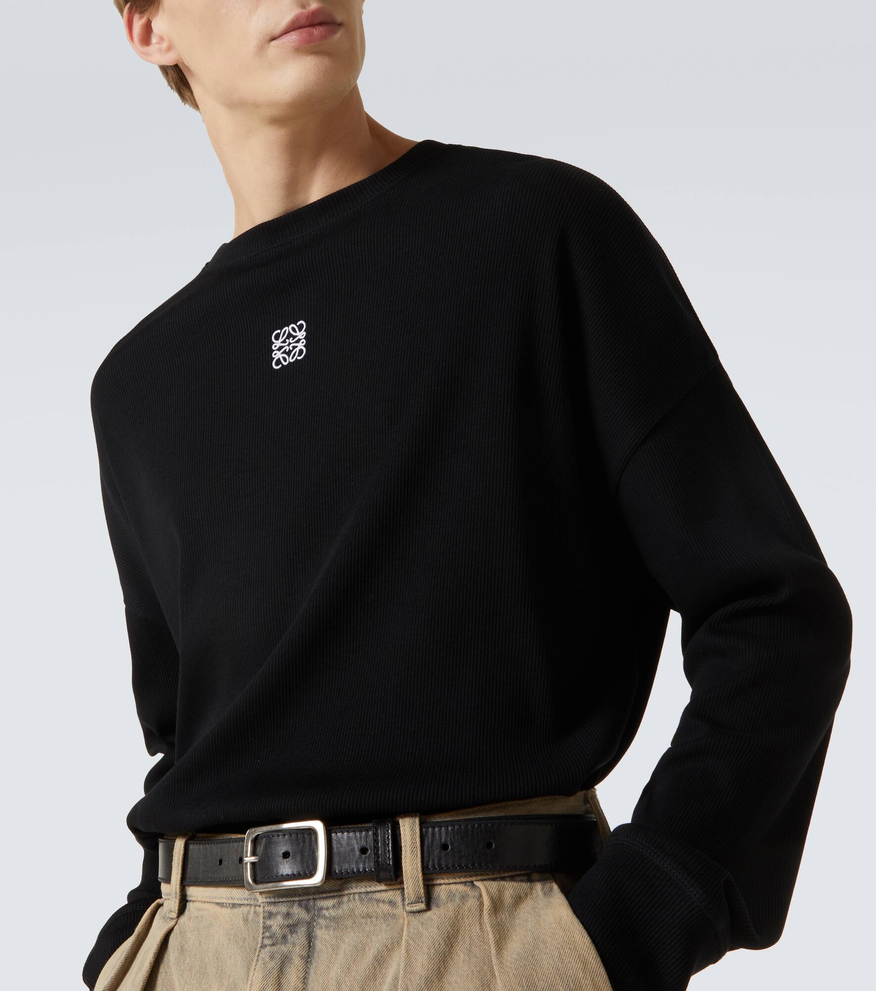 Anagram ribbed-knit cotton T-shirt - 5
