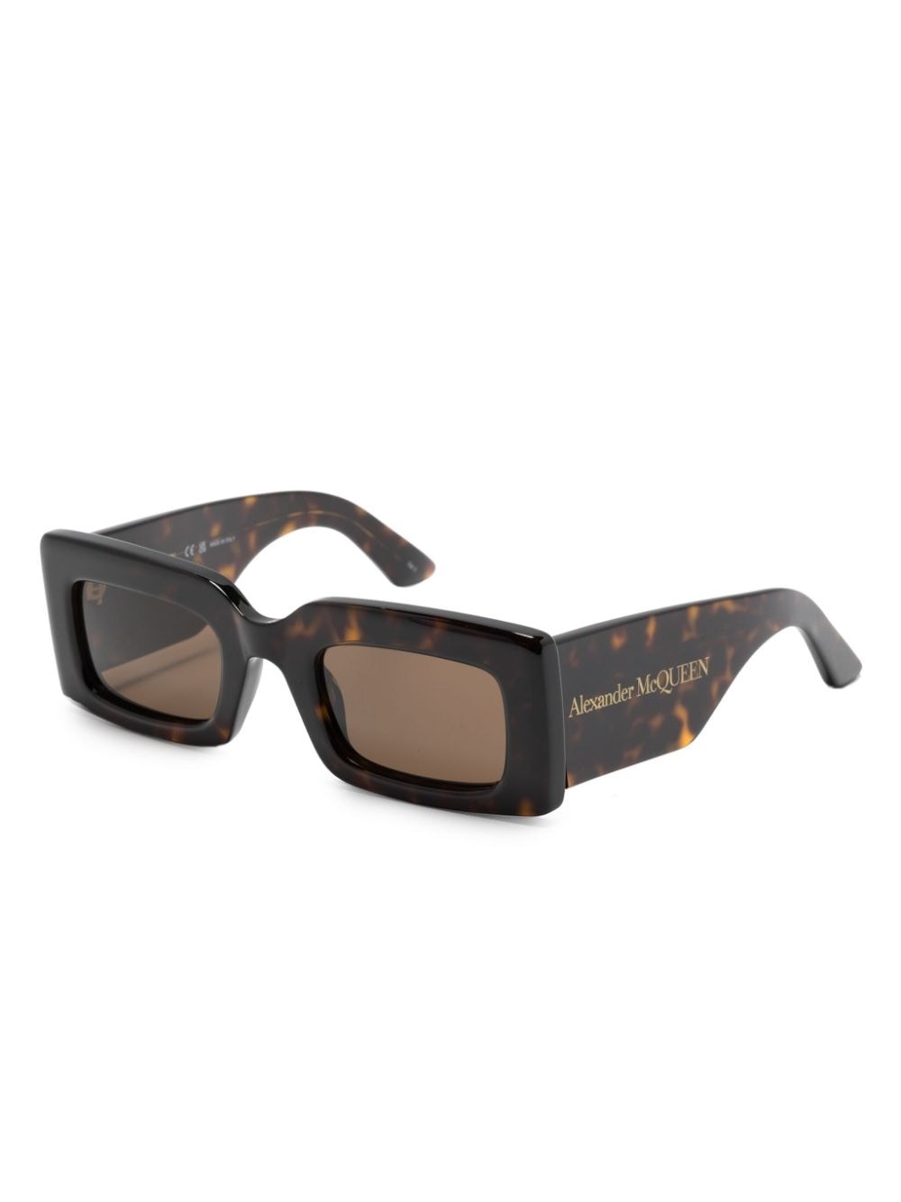 Bold tortoiseshell rectangle-frame sunglasses - 2
