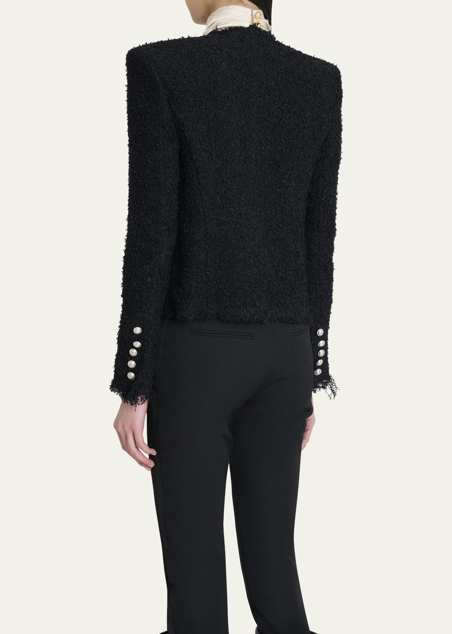 Two-Tone Button Tweed Spencer Jacket - 3