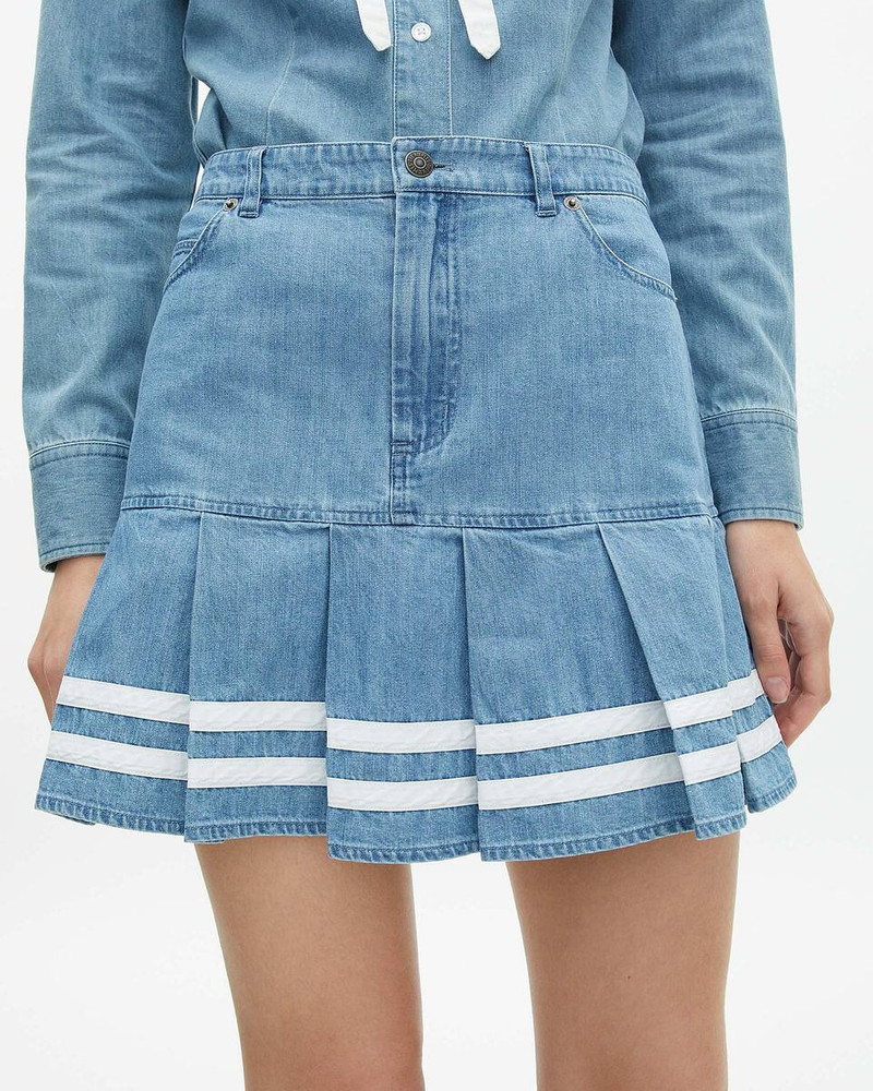 SHORT PLEATED DENIM SKIRT 5