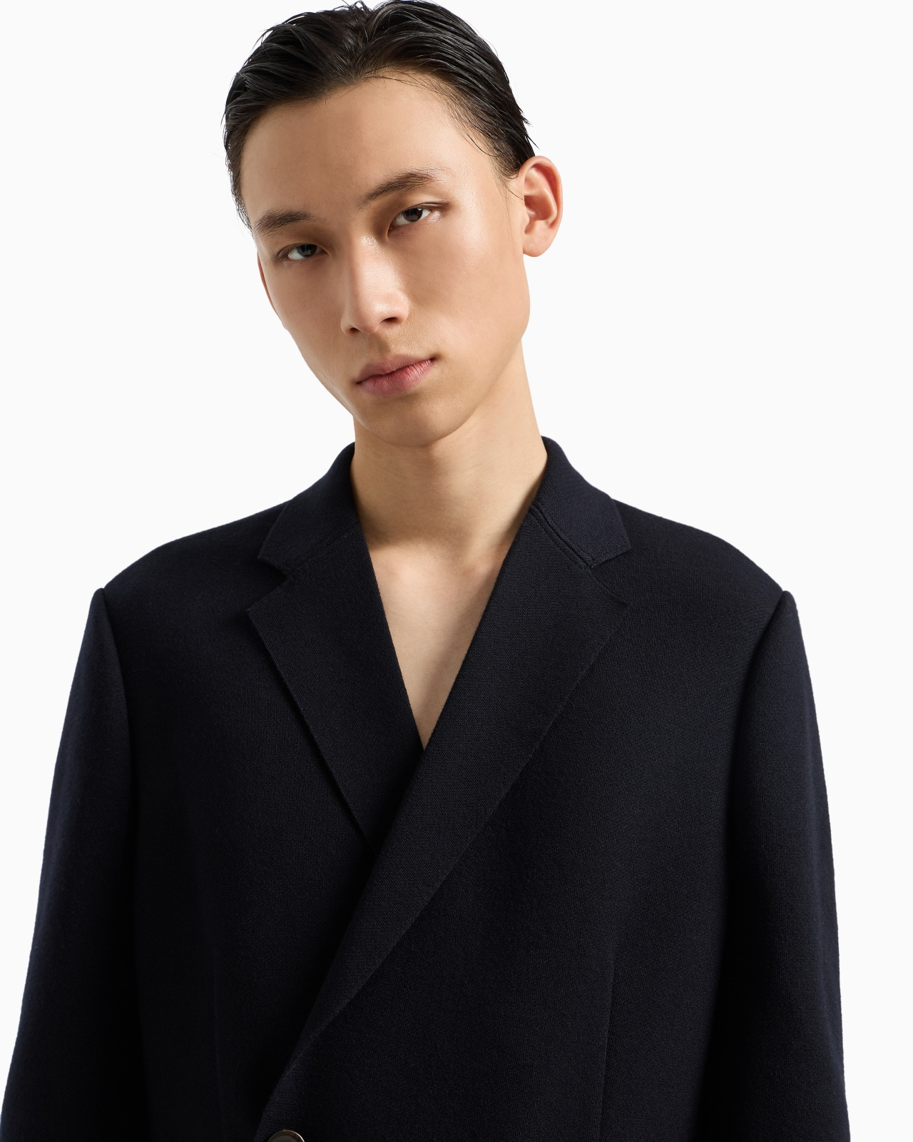 DOUBLE-BREASTED BLAZER IN A PLAIN-KNIT WOOL BLEND - 5