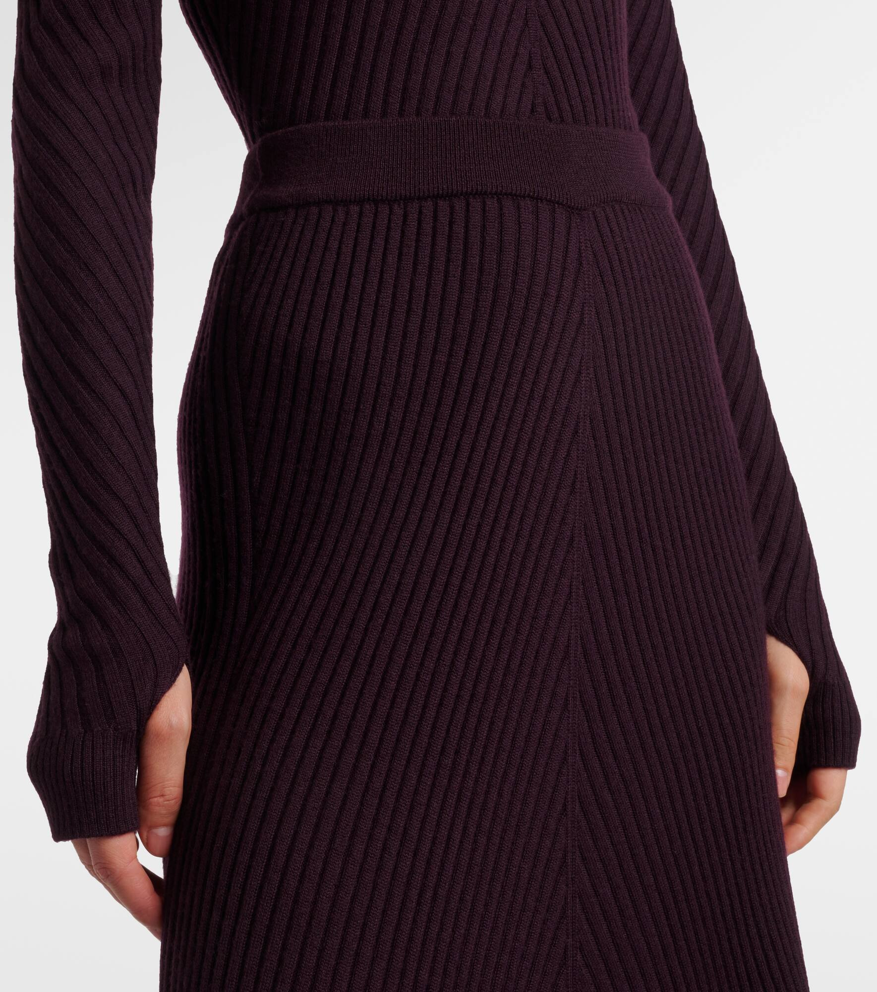 Ribbed-knit wool midi skirt - 4