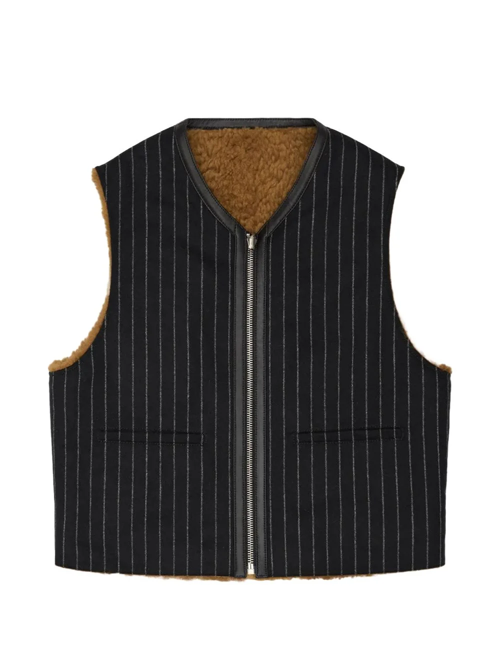 reversible pinstripe shearling vest - 1