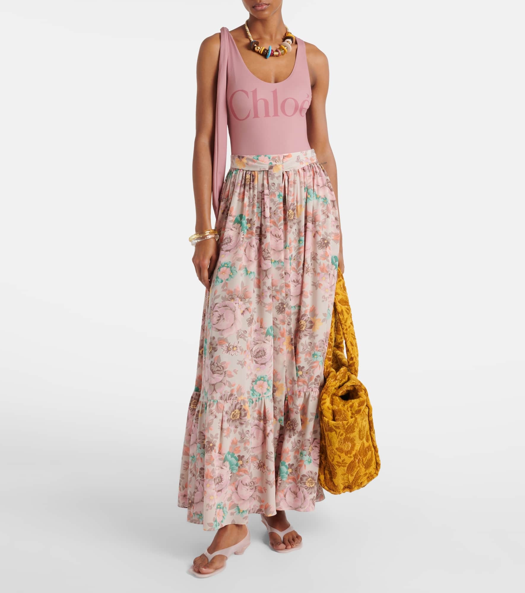 Gathered silk crêpe de chine maxi skirt - 2