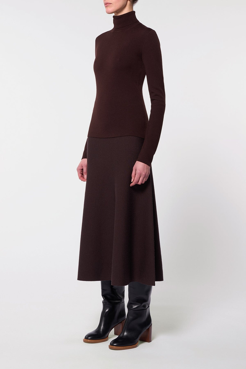 Freddie Knit Skirt in Chocolate Merino Wool Cashmere 3