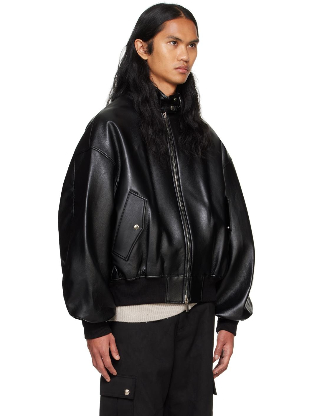 Black Herrington Faux-Leather Jacket - 2