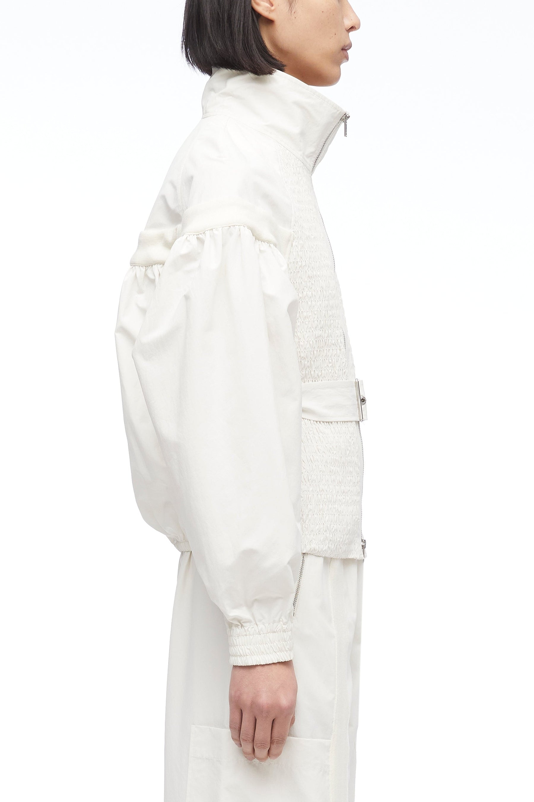 Smocked Recycled Tech Poly Jacket - 3