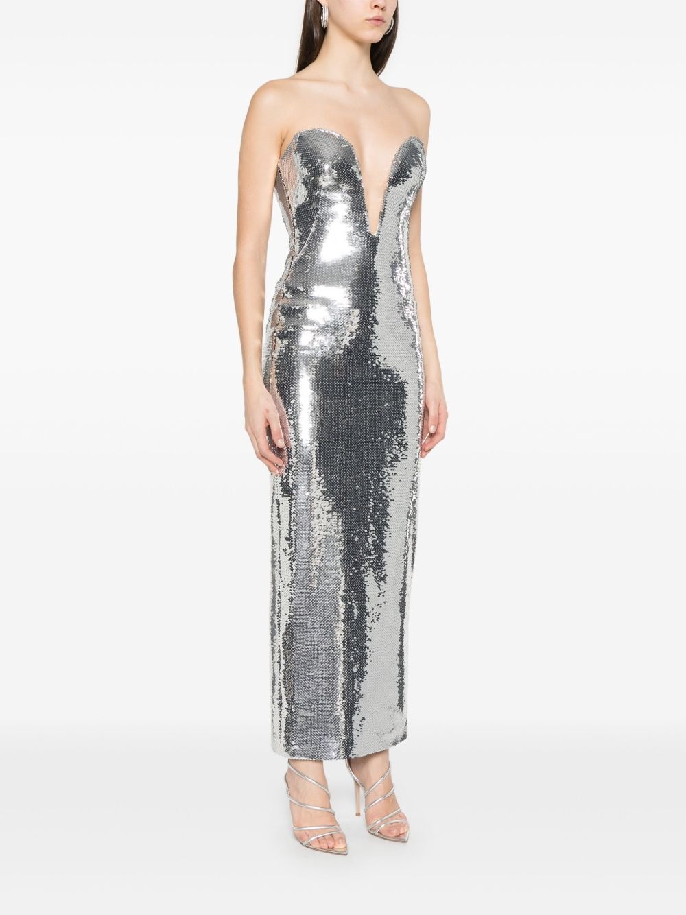 sequinned bustier midi dress - 3