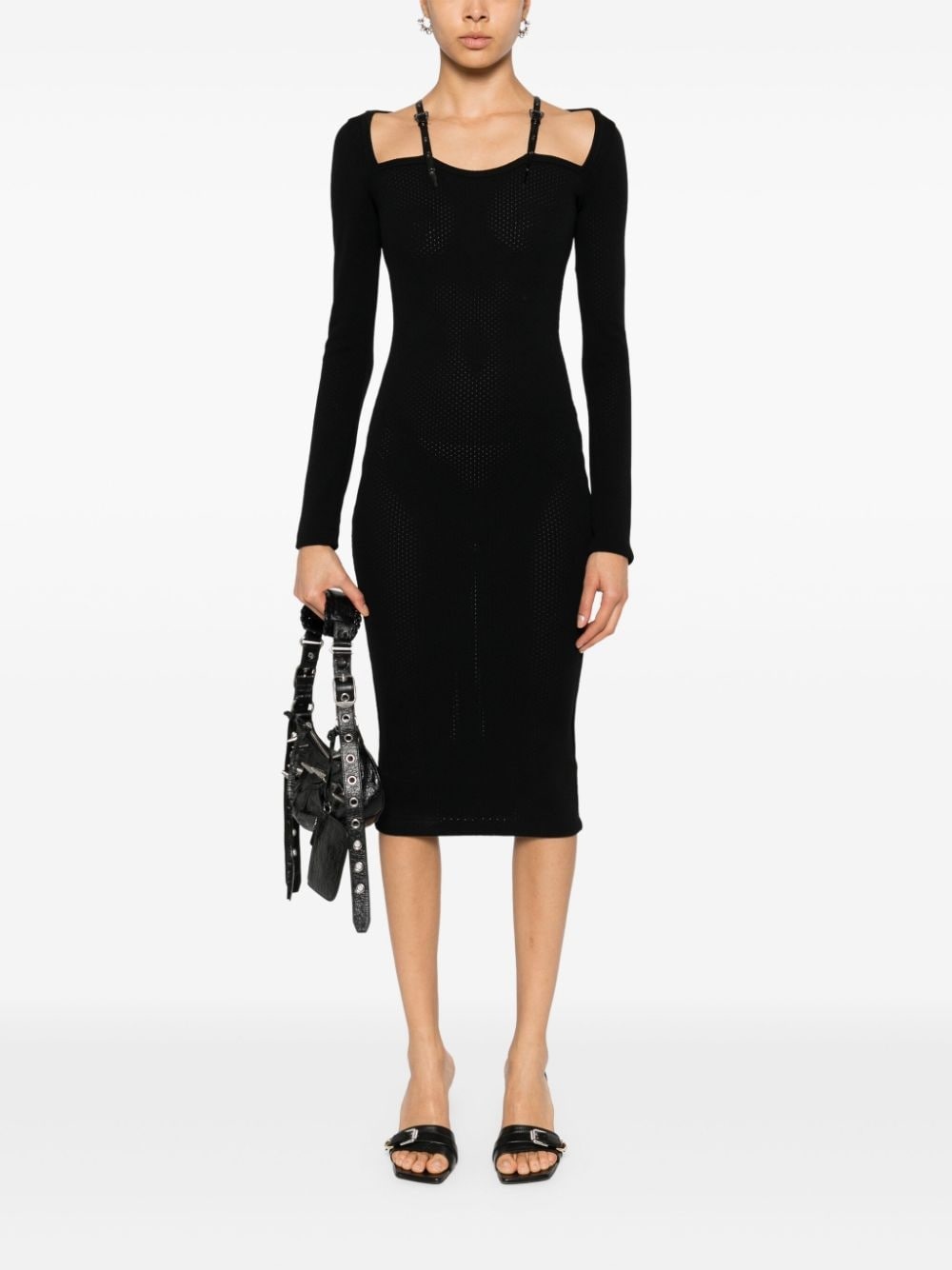 Baroque-buckles knitted midi dress - 2