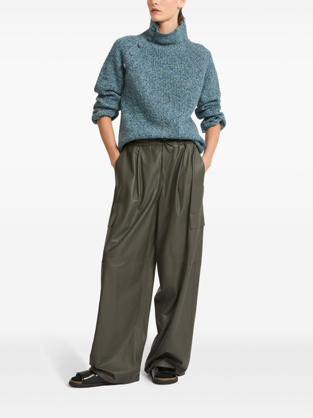 leather wide-leg trousers - 2