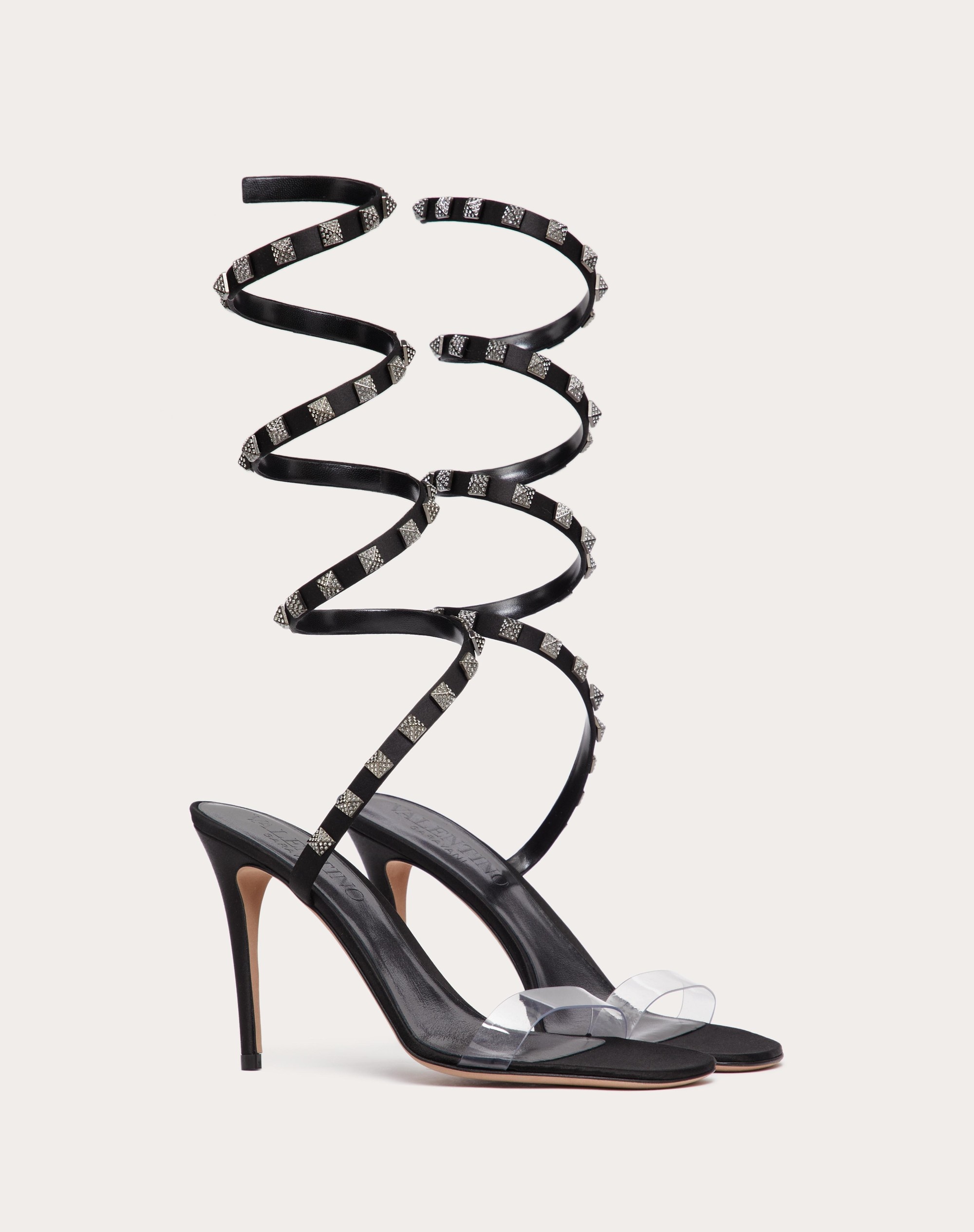 ROCKSTUD SATIN SANDAL 100 MM - 2