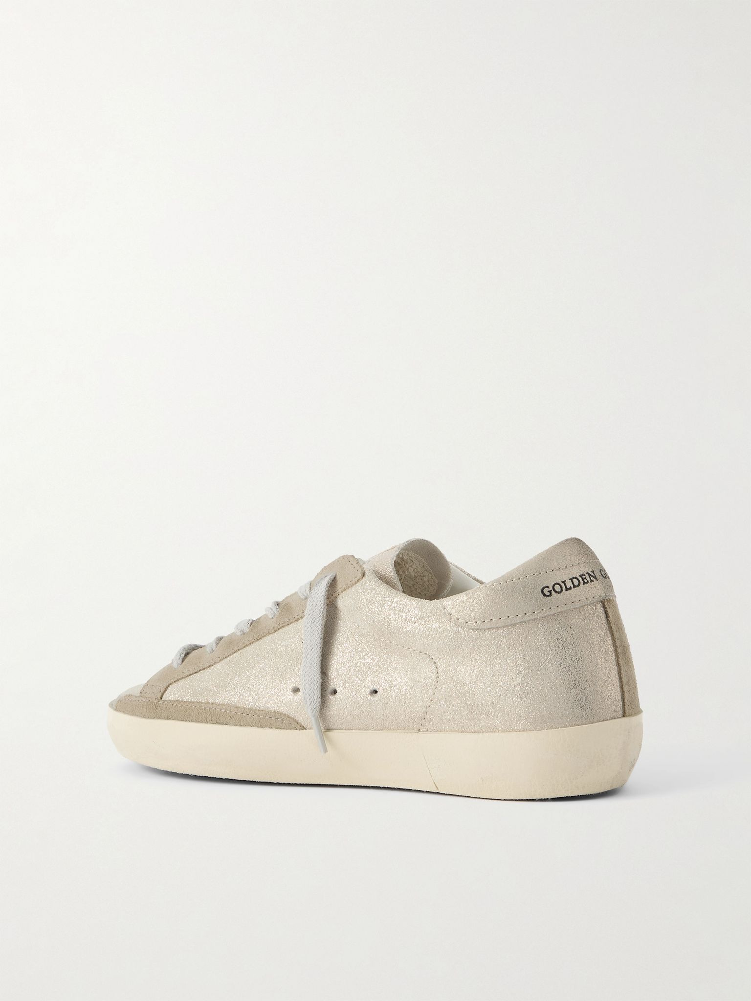 Super-Star distressed glittered suede sneakers Beige - 3