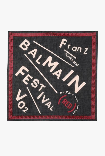 (Balmain) RED - Black and red cotton bandana - 1