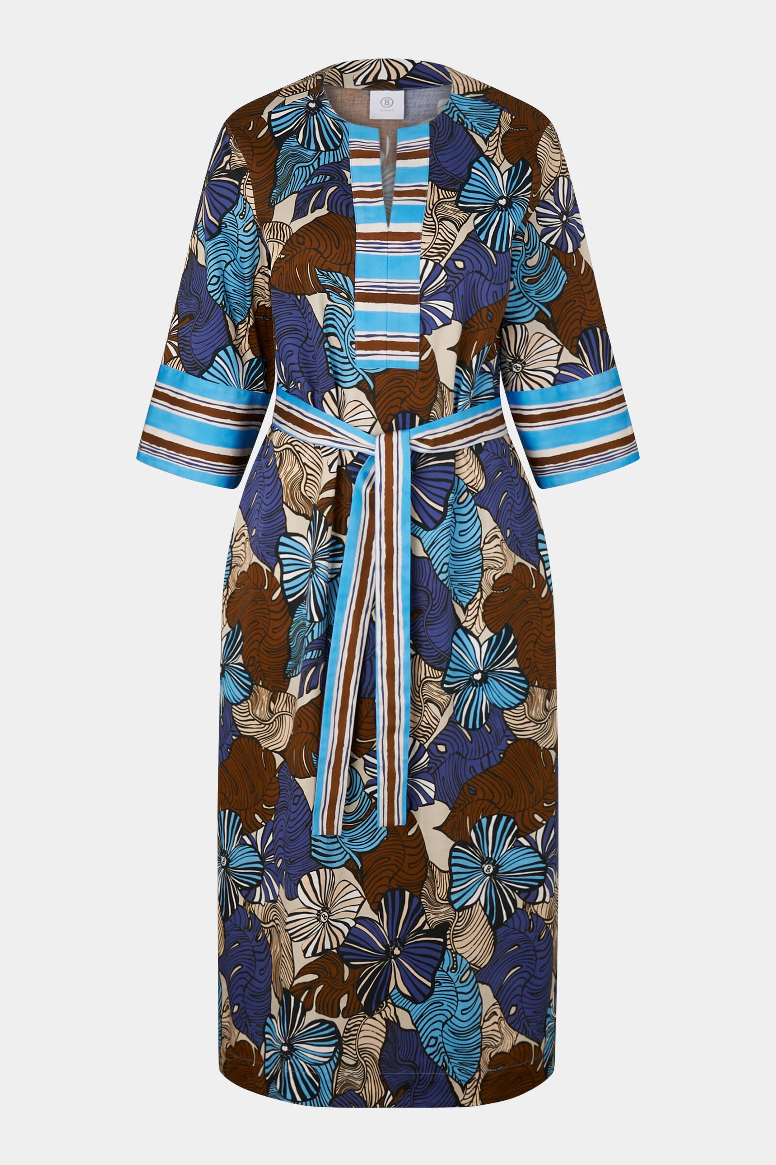 Debbie Dress in Dark blue/Light blue/Brown - 1
