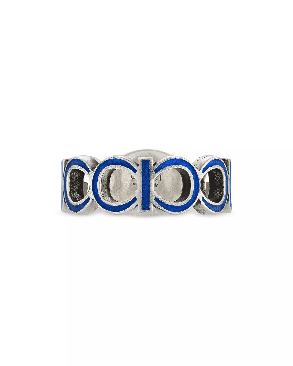 Sterling Silver Interlocked G Blue Enamel Logo Ring - 4