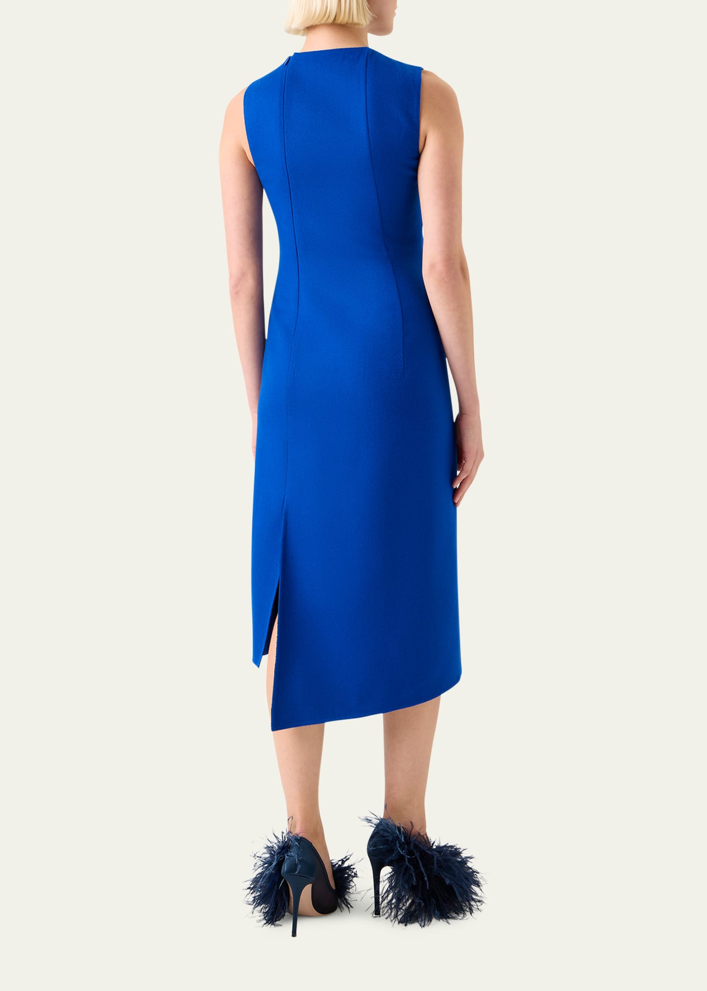 Trapezoid Panel Sleeveless Midi Dress - 3