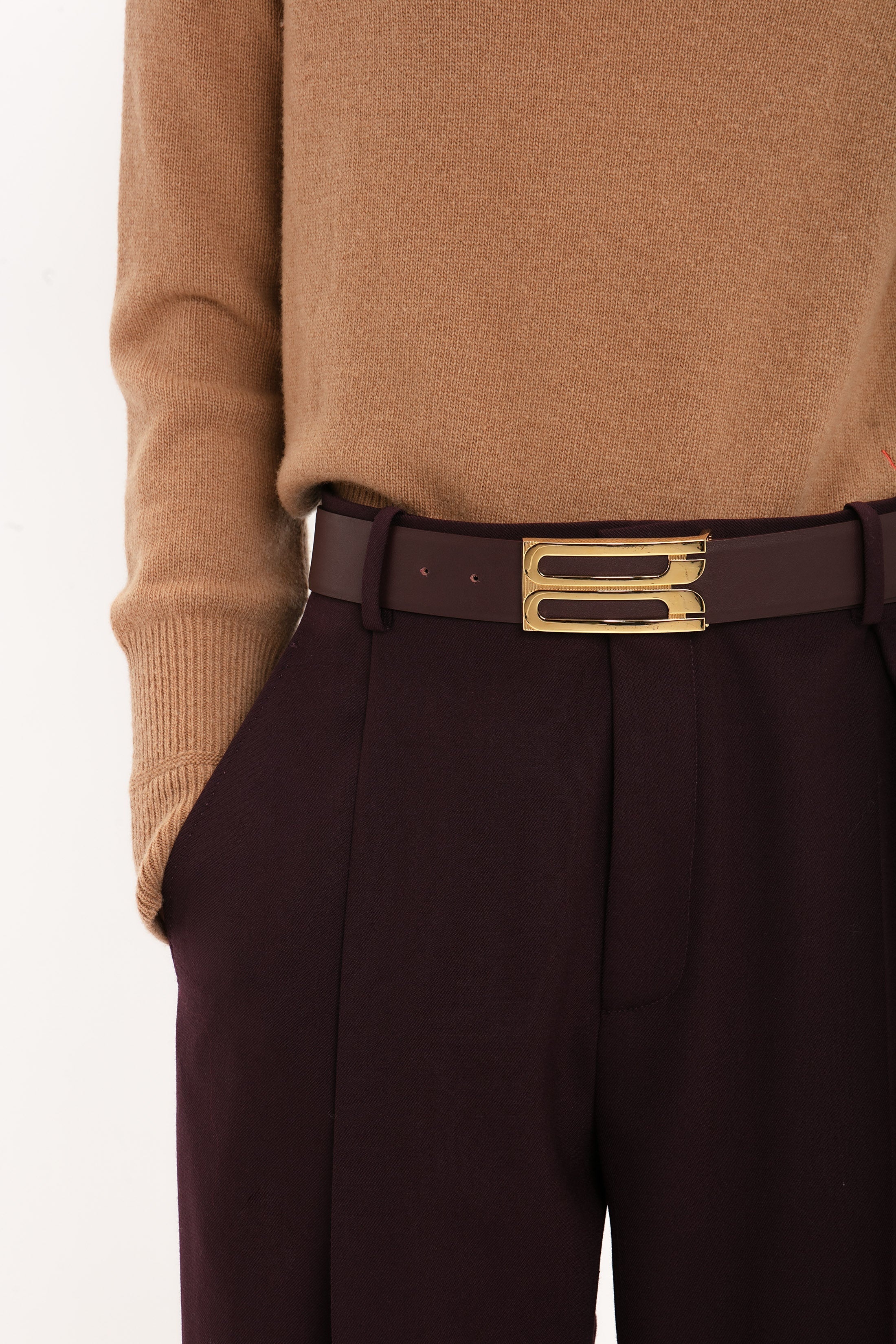 Asymmetric Chino Trouser In Deep Mahogany - 6