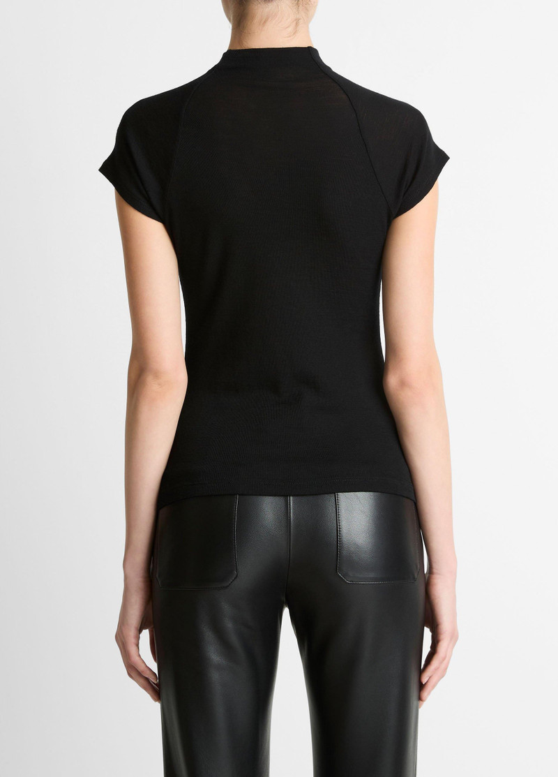 Vince Wool Raglan Cap-Sleeve Mock-Neck Top outlook