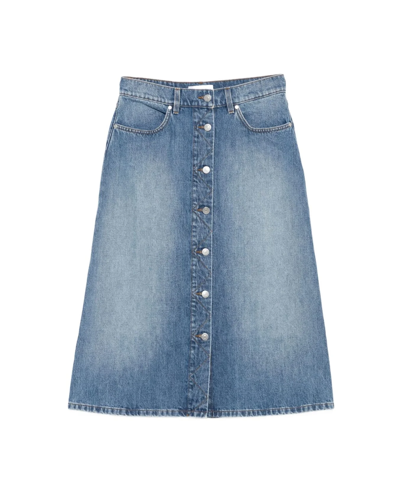 Denim Cotton Midi Skirt - 1
