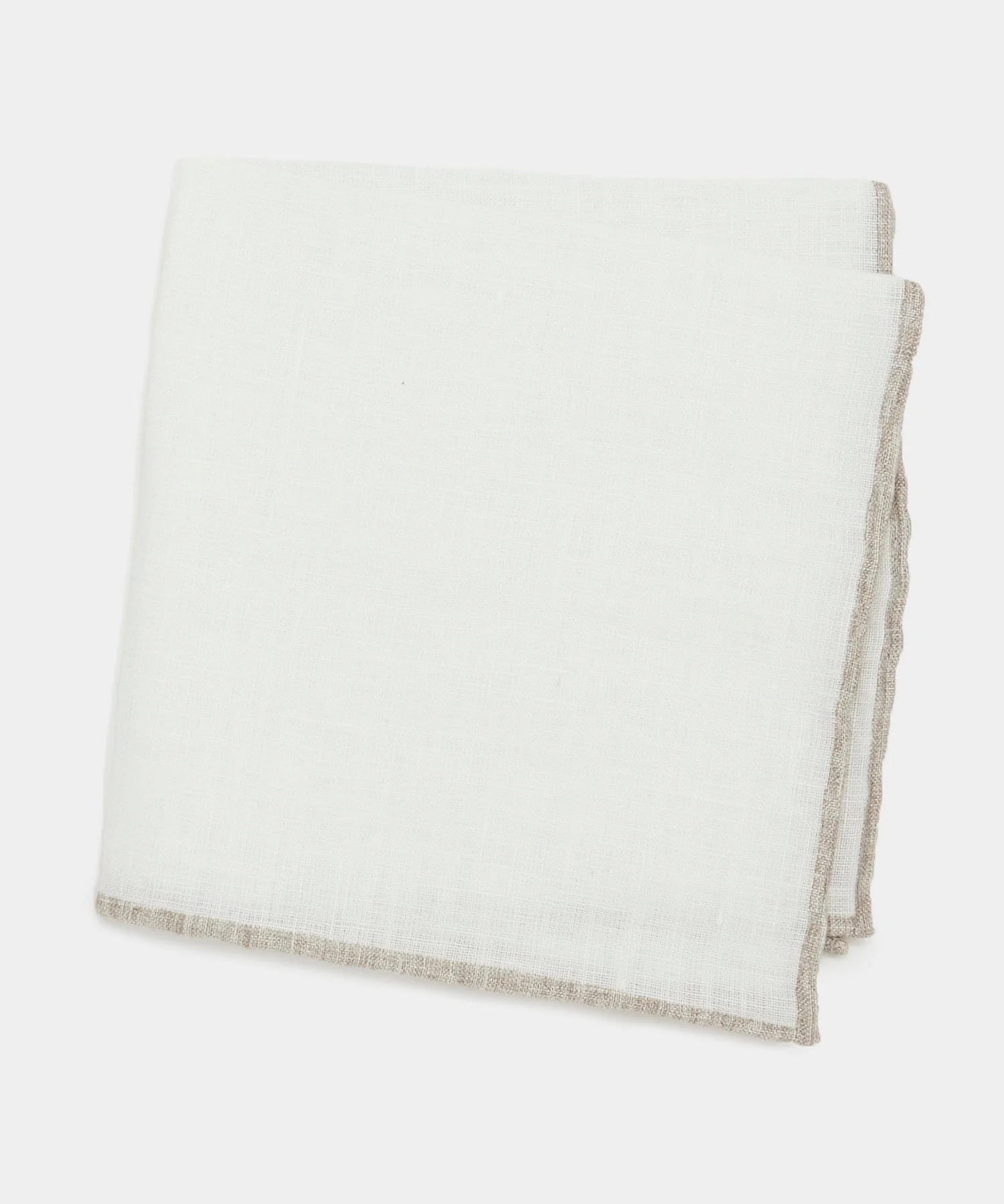 Italian Tipped Linen Pocket Square in Khaki - 1