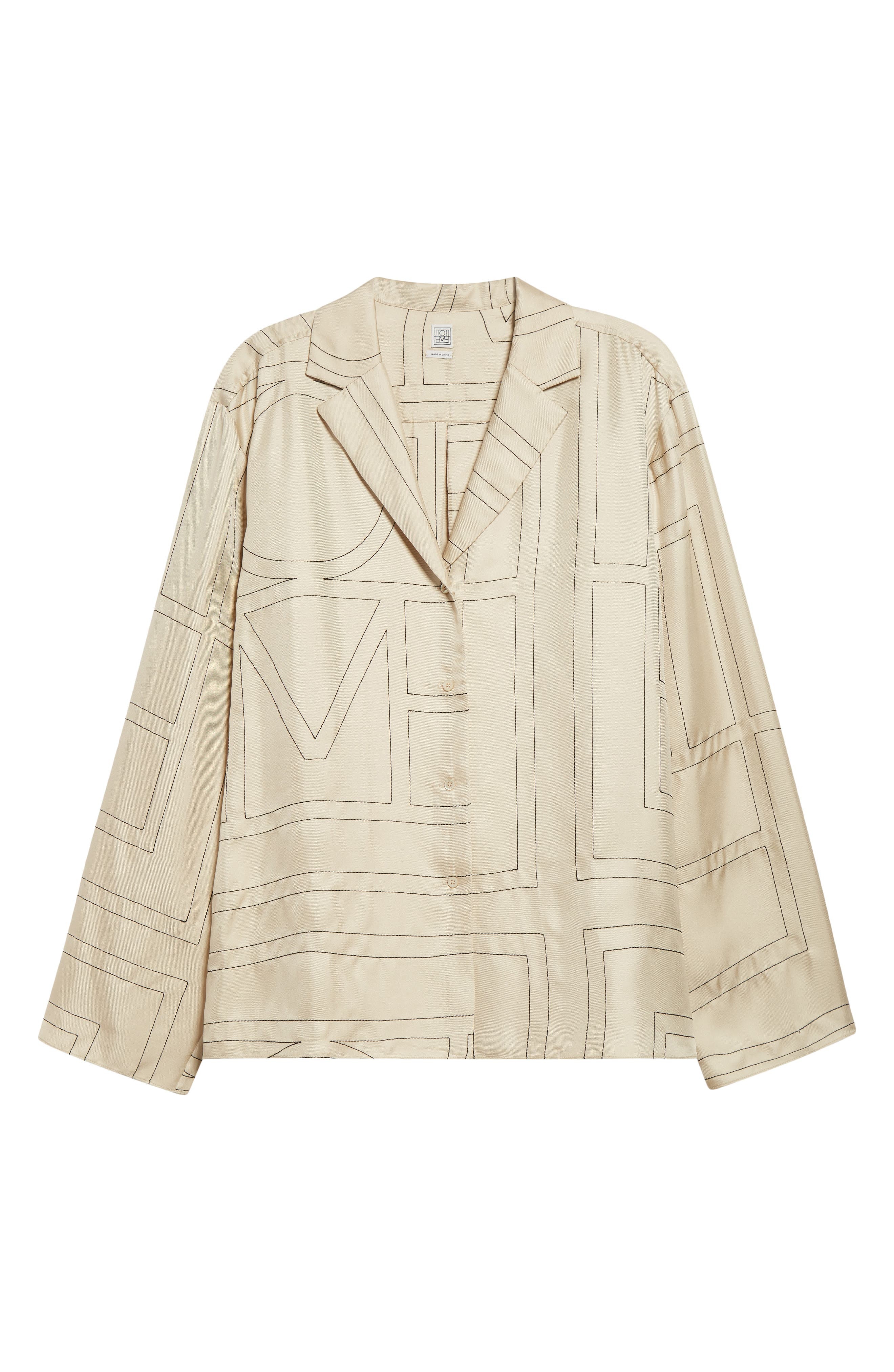 TOTEME Monogram Silk Pajama Top in Ivory Monogram at Nordstrom - 6