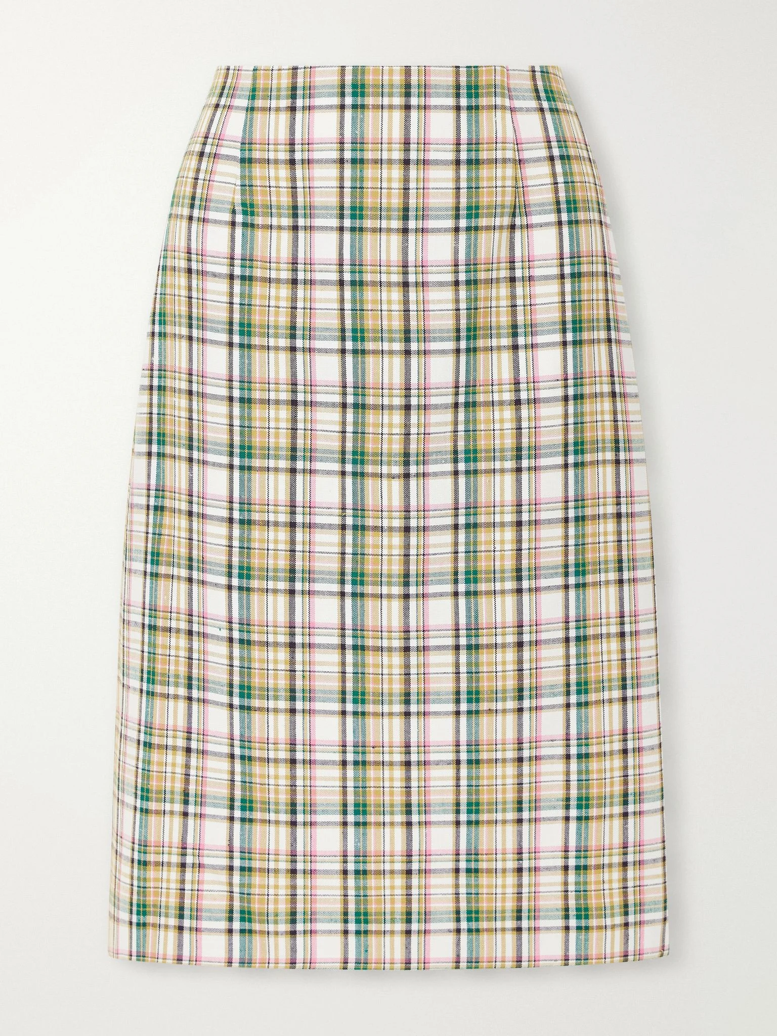 Checked jacquard midi skirt Green - 1