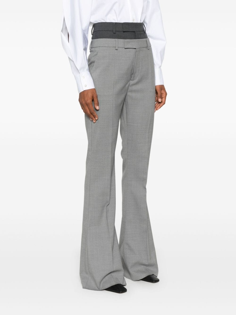 layered-effect flared trousers - 3
