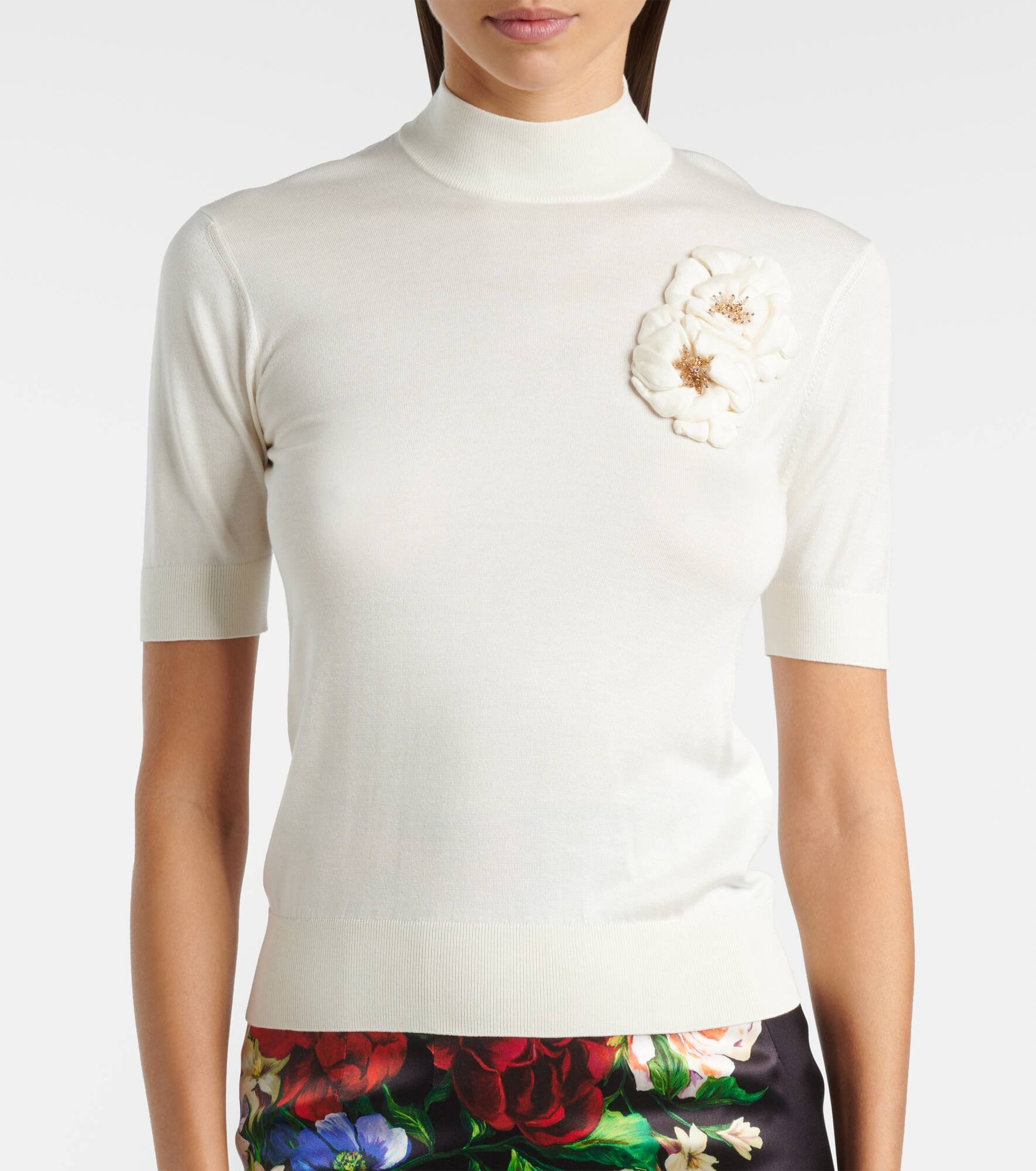 Embellished turtleneck silk top - 4