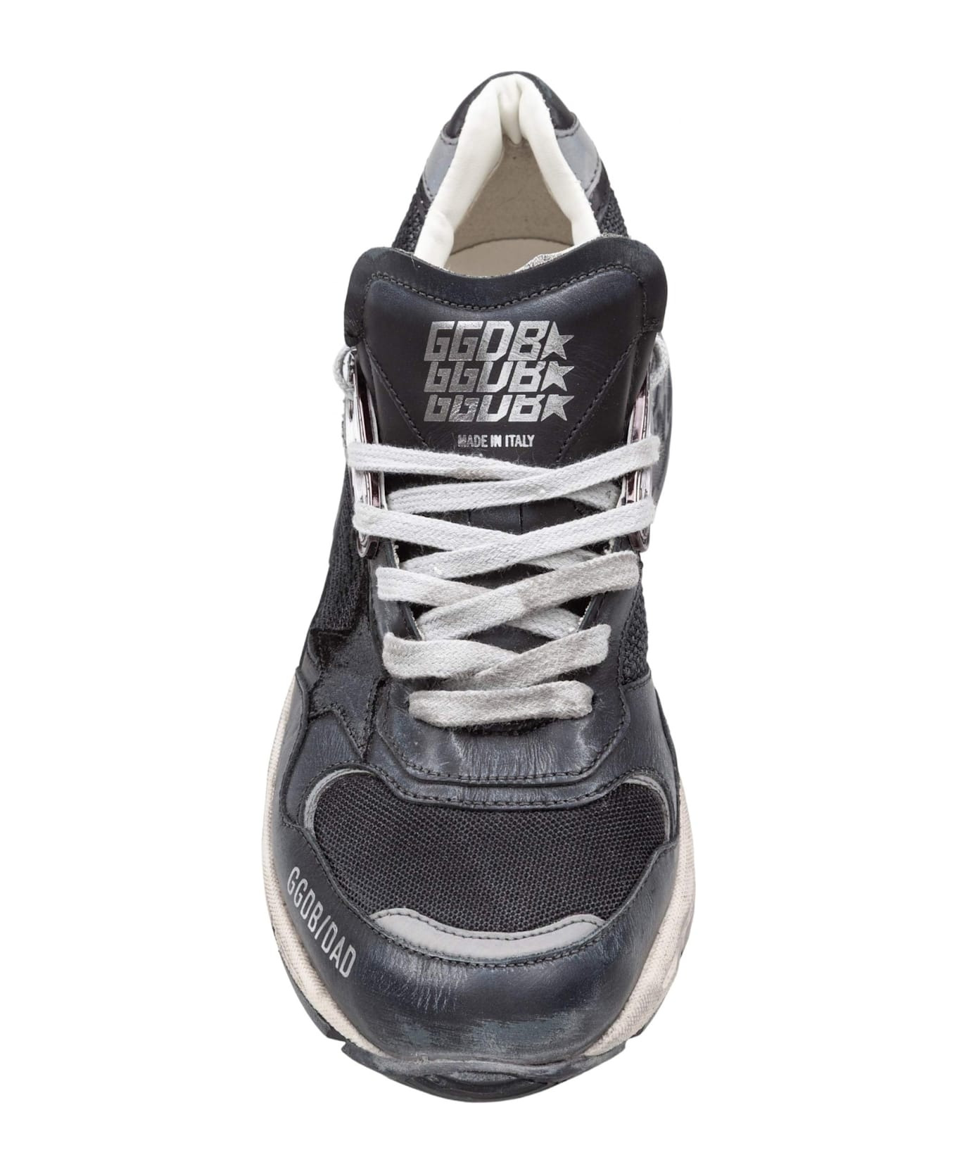 Black Leather And Mesh Running Dad Sneakers - 3