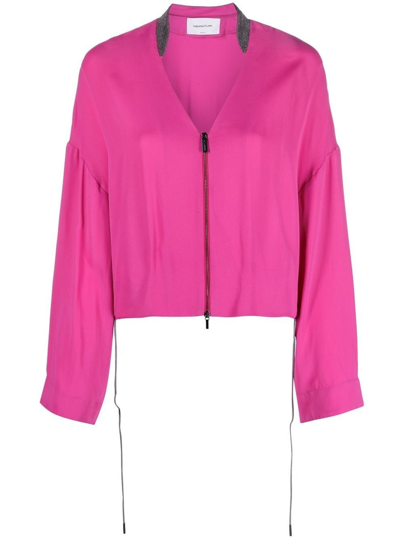 V-neck zip-up jacket 1