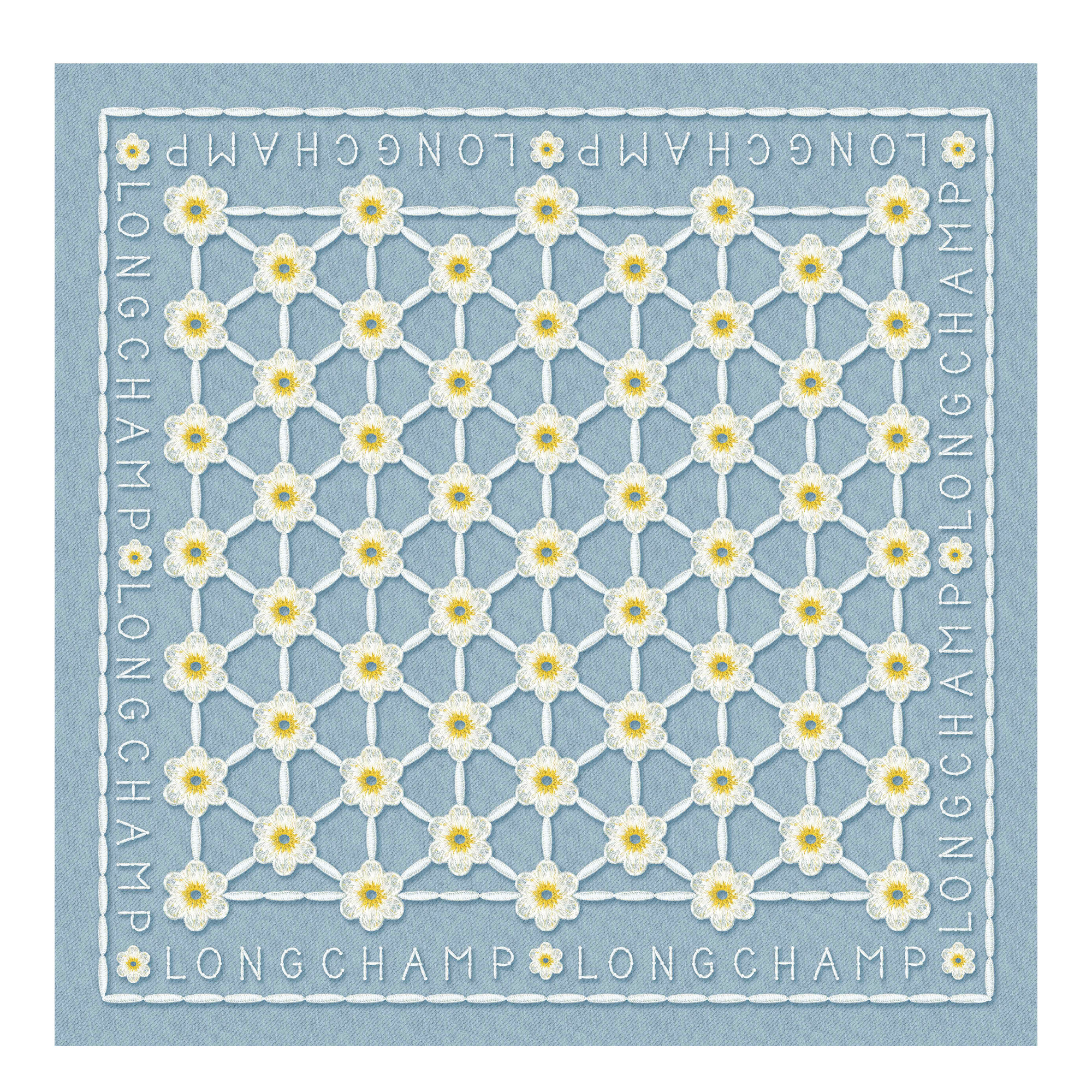 Daisies Silk scarf 50 Sky Blue - OTHER - 1