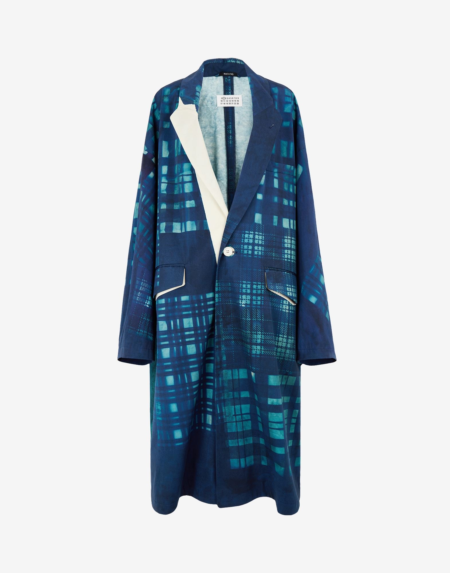 Check Cyanotype Oversized Coat - 1