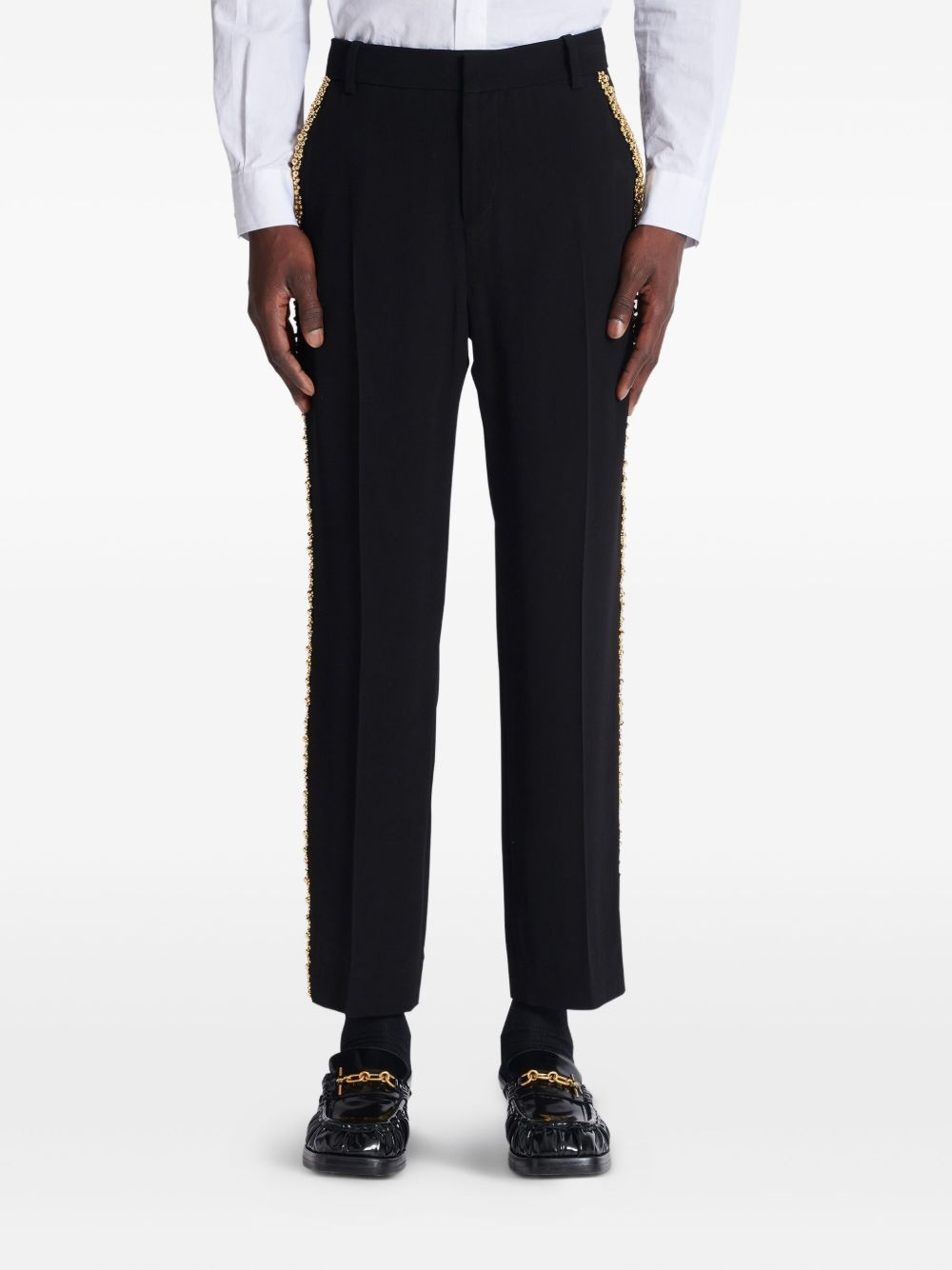 embroidered straight-leg trousers - 5