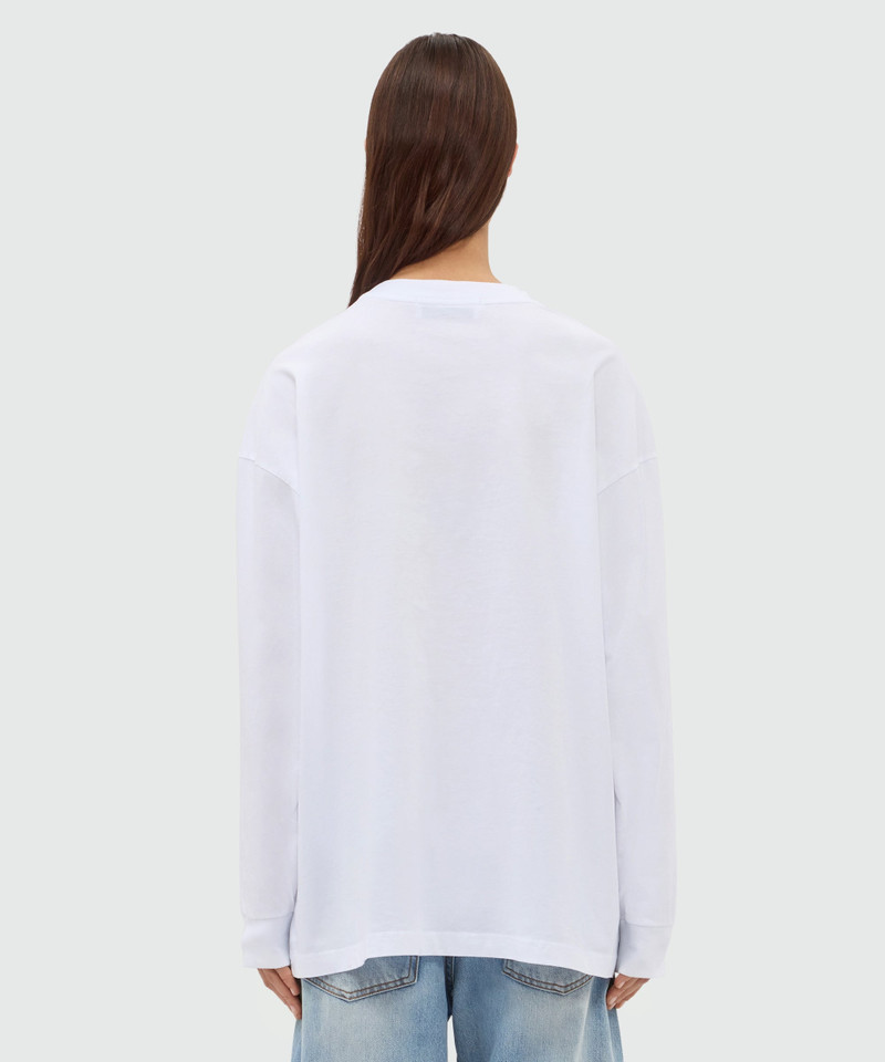 White long-sleeve cotton jersey T-shirt with front print 3