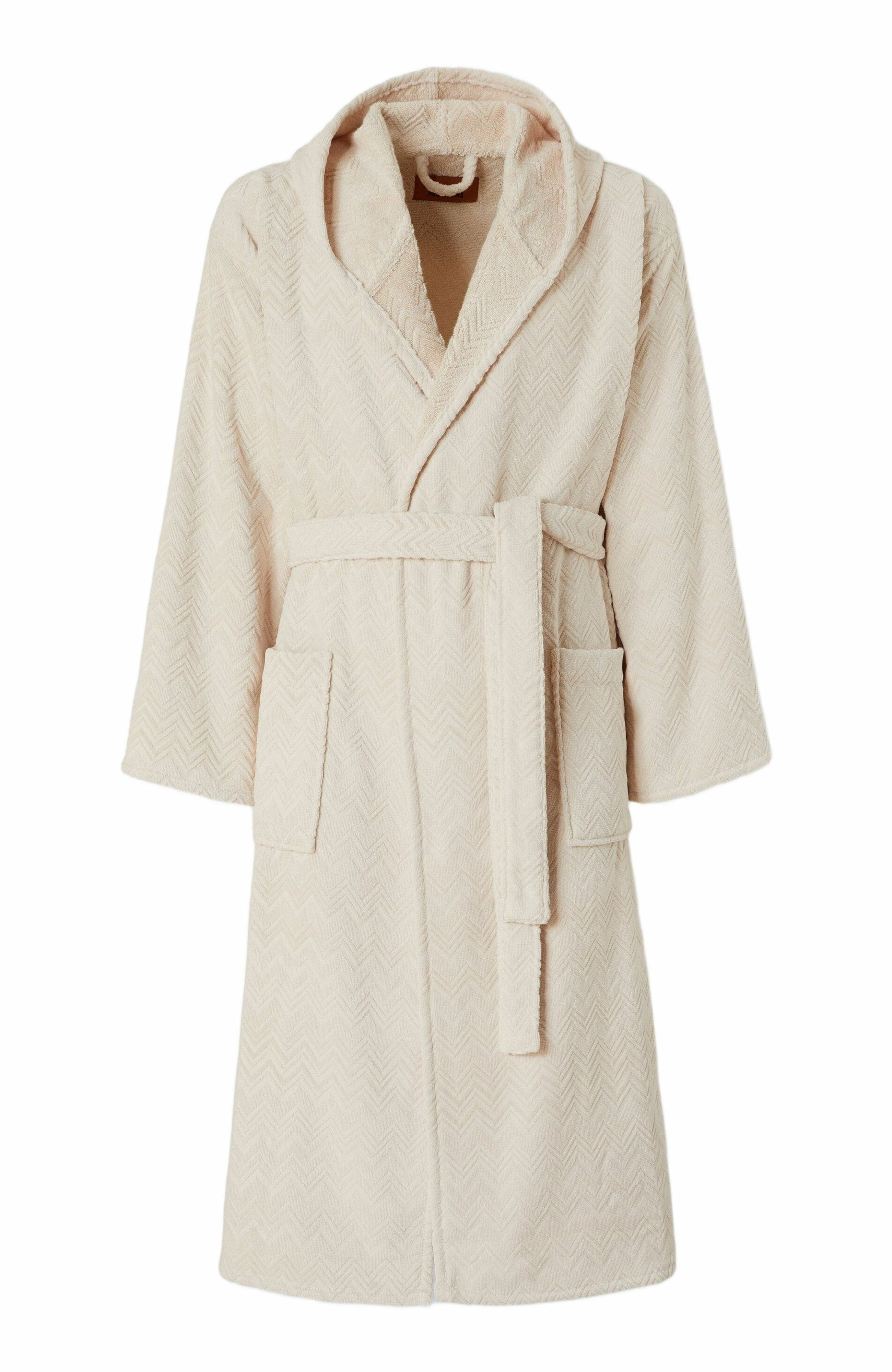 Missoni Home Chalk Bathrobe In Cotton Terry With Zigzag Pattern in Brown at Nordstrom - 4