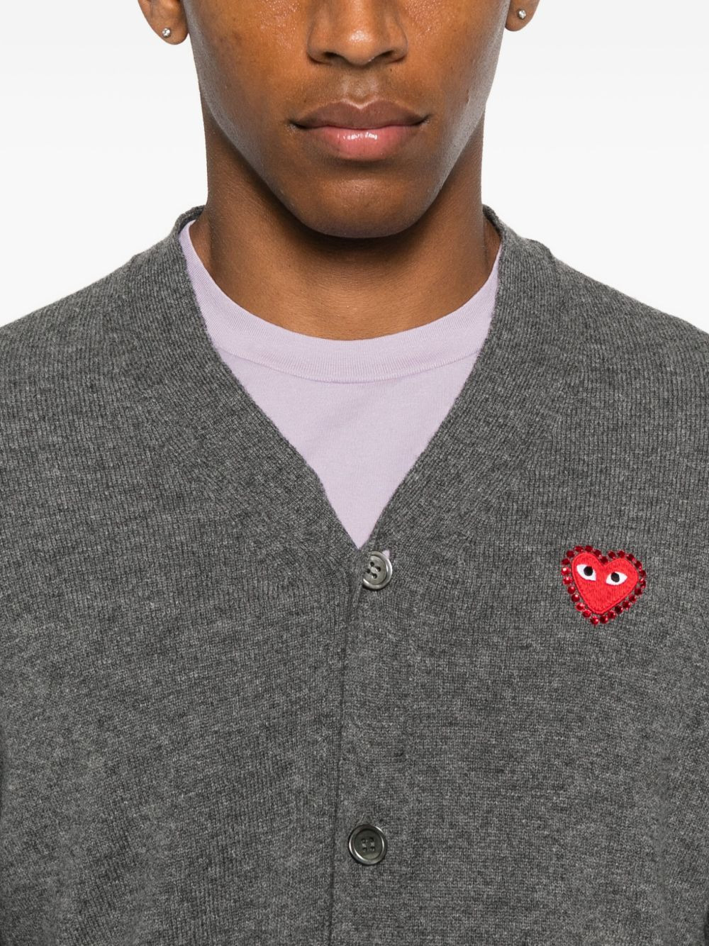 logo heart-emblem V-neck cardigan - 5