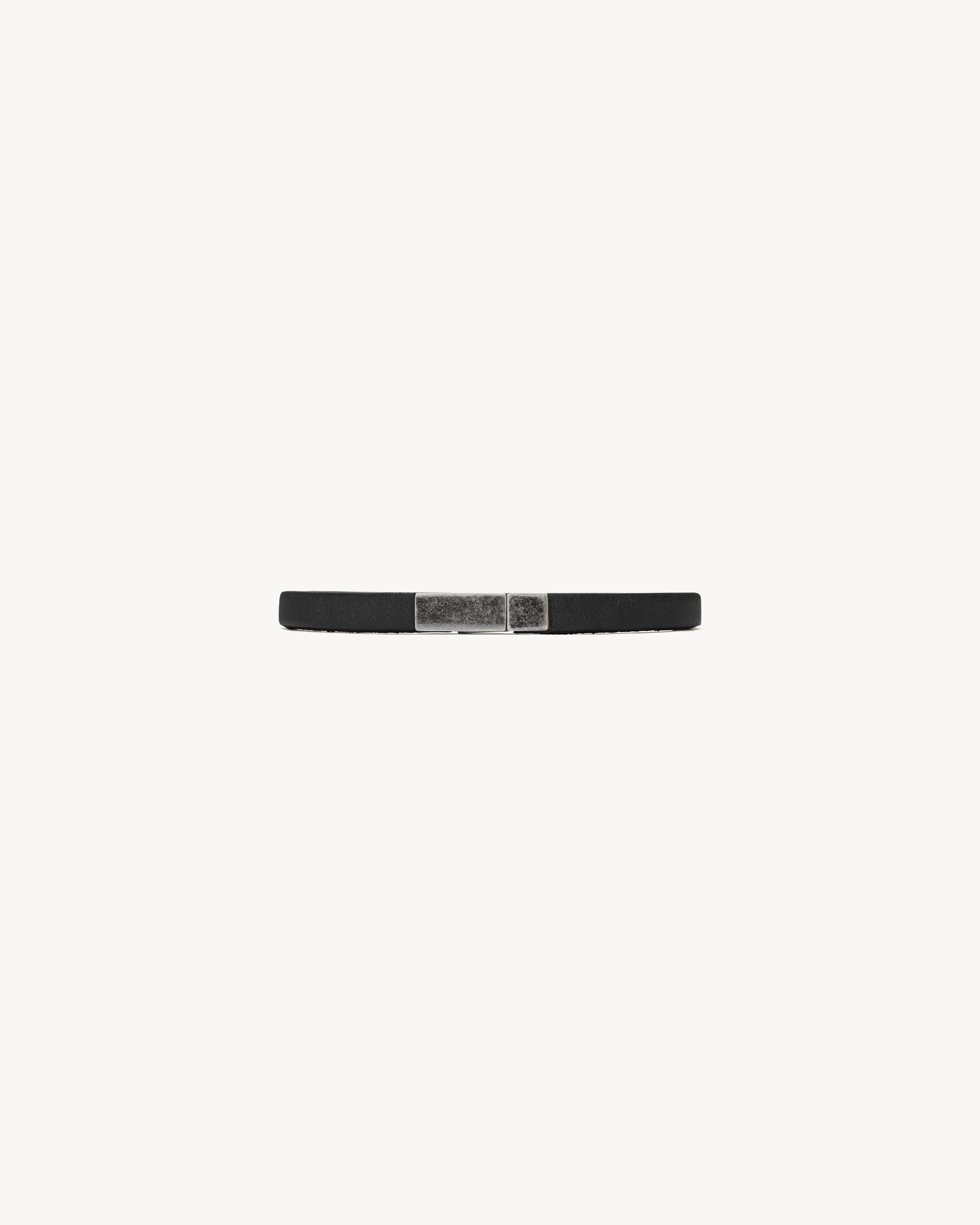 saint laurent id plaque bracelet in black leather - 2