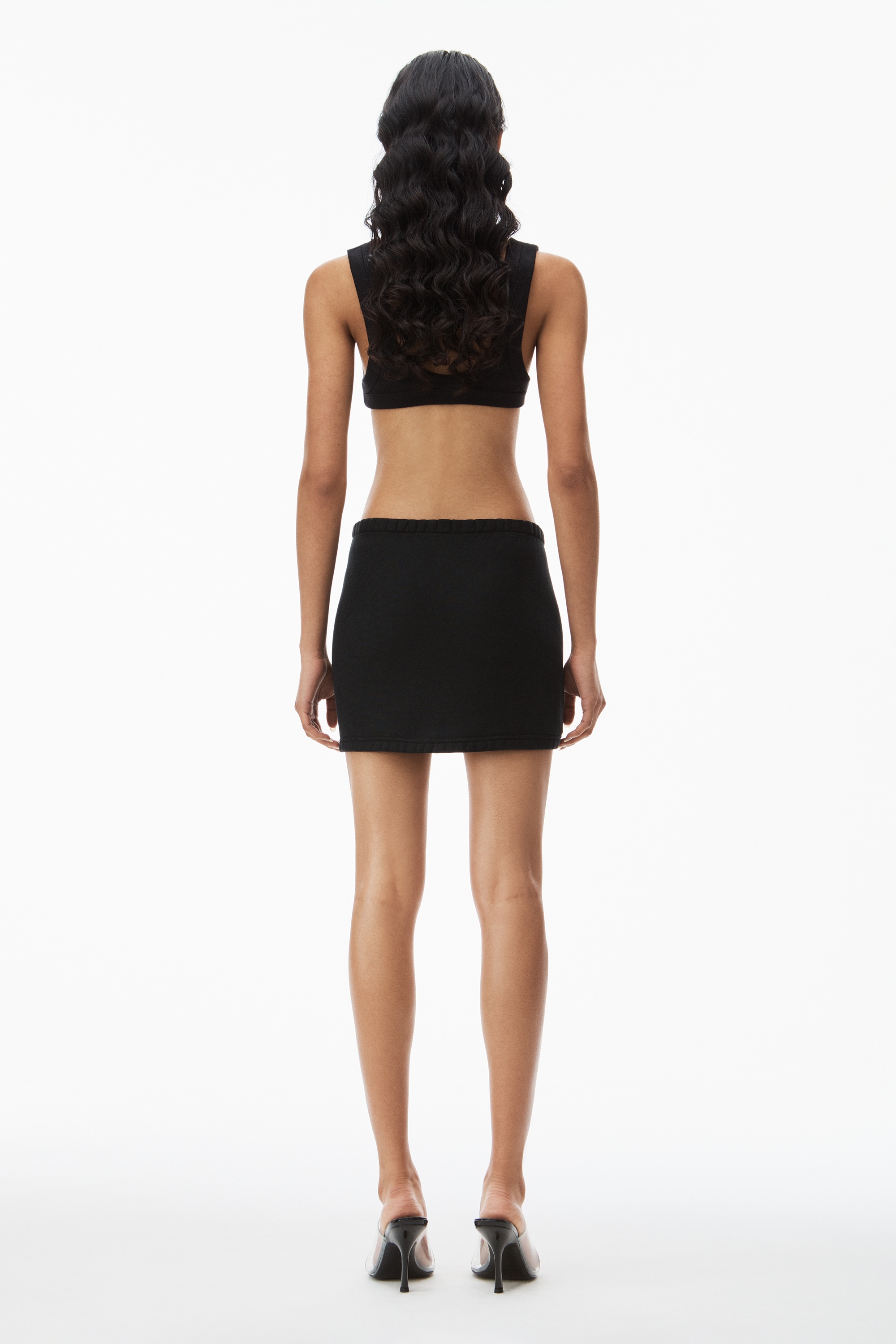 mini skirt in classic cotton terry with logo waistband - 5