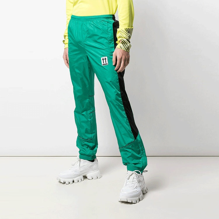 Men's Off-White SS21 Side Stripe Athleisure Casual Sports Pants Slim Fit Green OMCA123S20A230204400 - 4