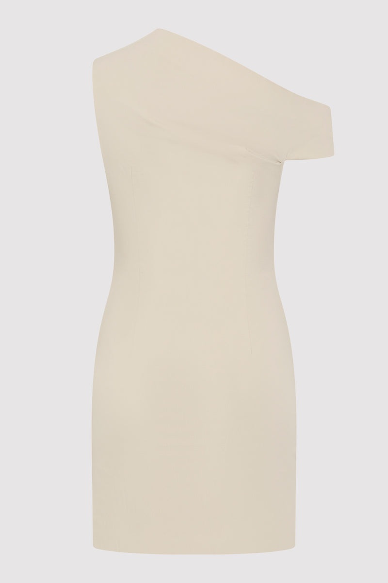 Soft Sculptural Mini Dress - Creme - 7
