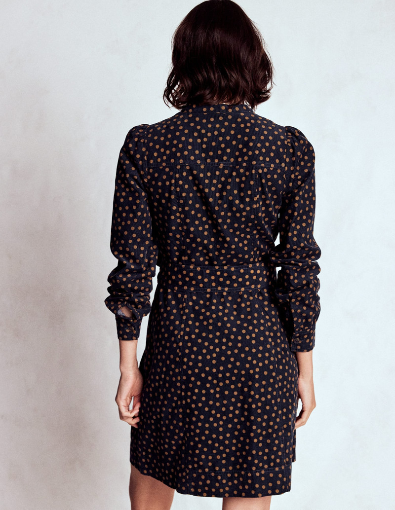 Bre Cord Short Dress-French Navy, Painted Dot 5