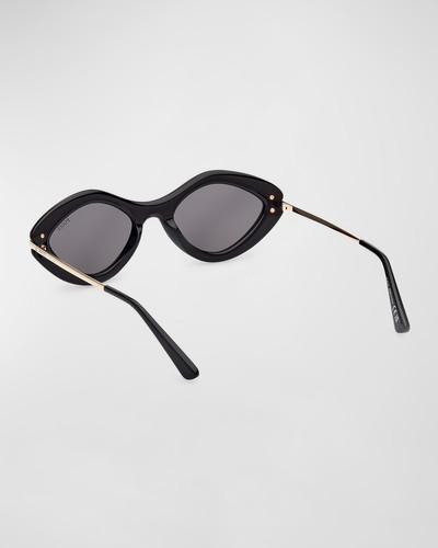 EMILIO PUCCI Logo Acetate & Metal Oval Sunglasses outlook